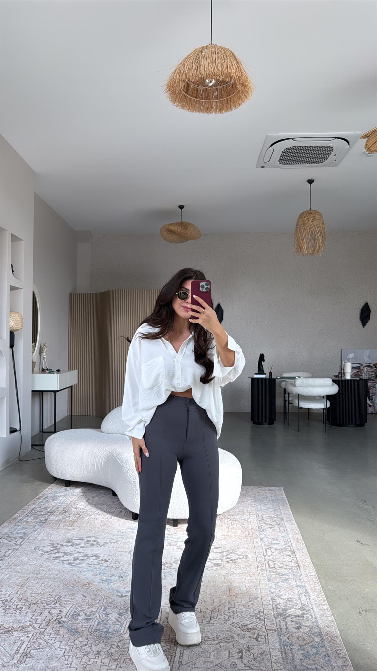 Antrasit Likra Kumaş Pantolon