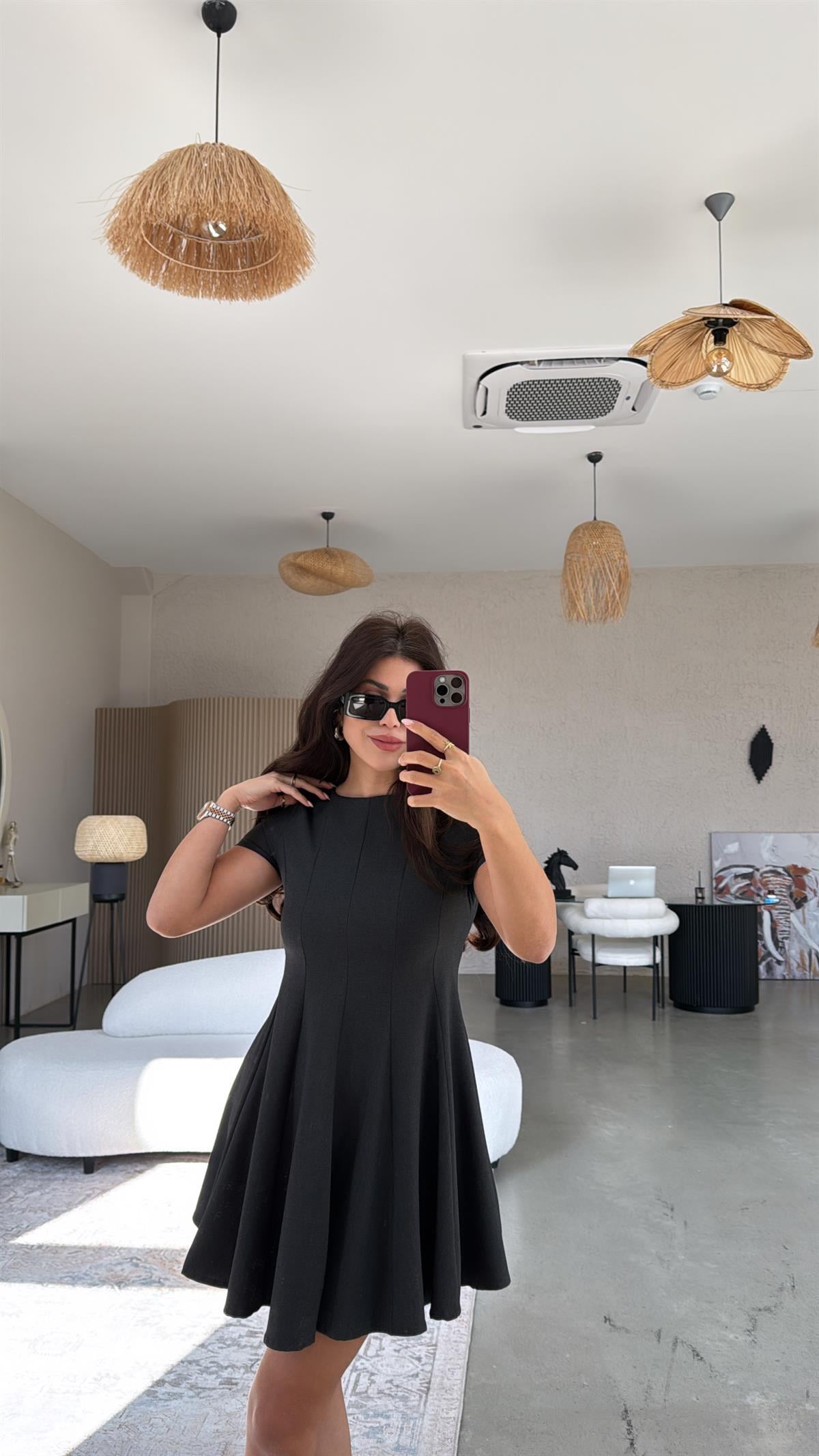 Antrasit Massi Kısa Kollu Kiloş Elbise