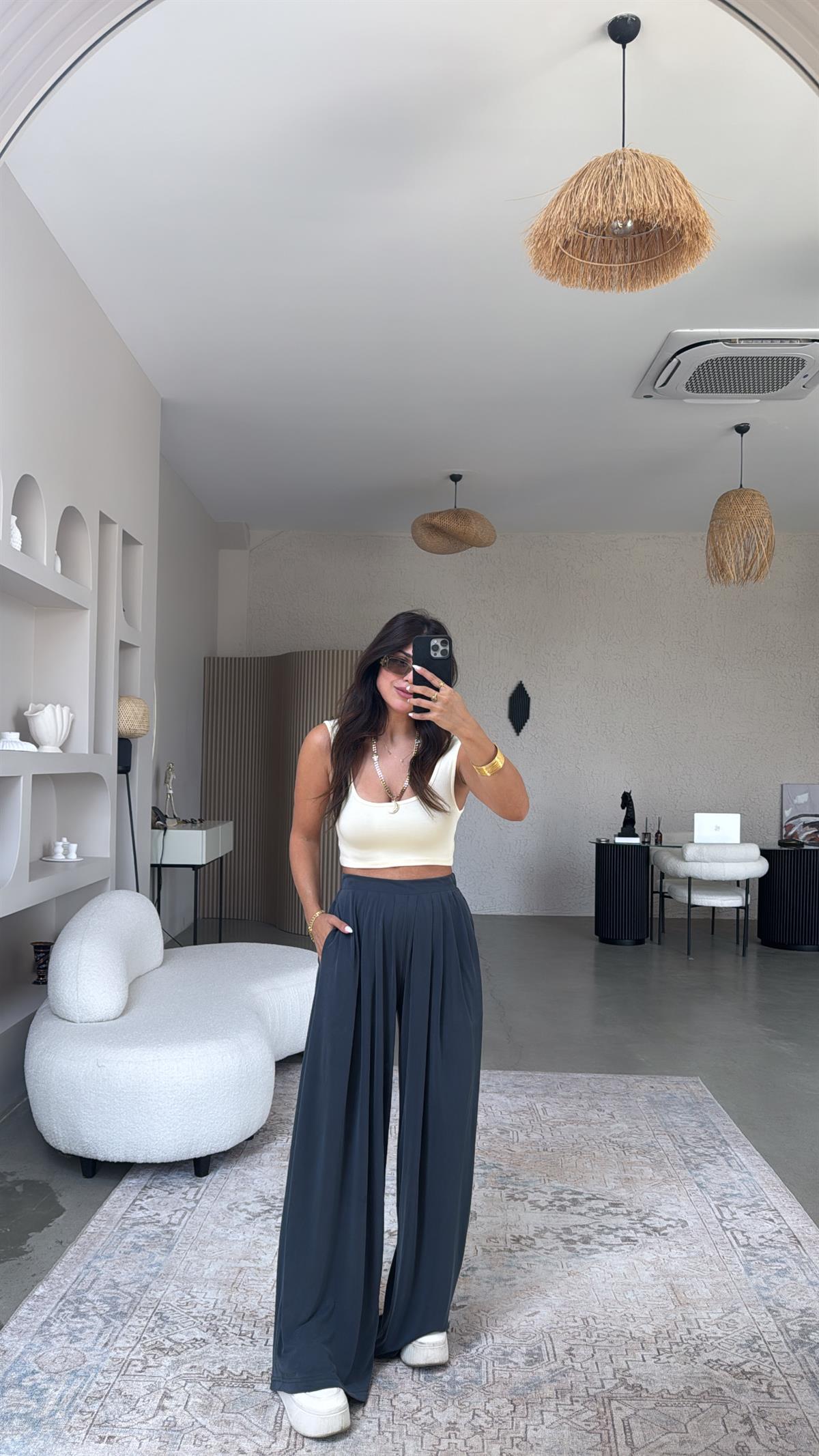 Antrasit Oys Pile Bol Paça Pantolon