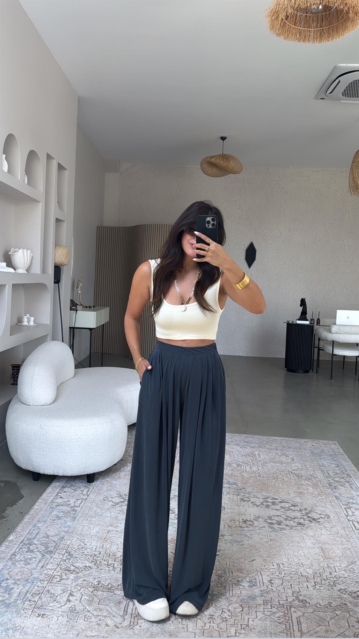 Antrasit Oys Pile Bol Paça Pantolon