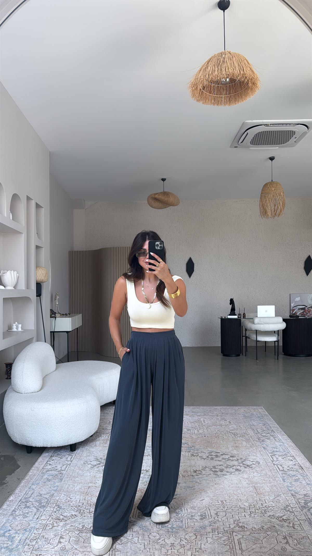 Antrasit Oys Pile Bol Paça Pantolon