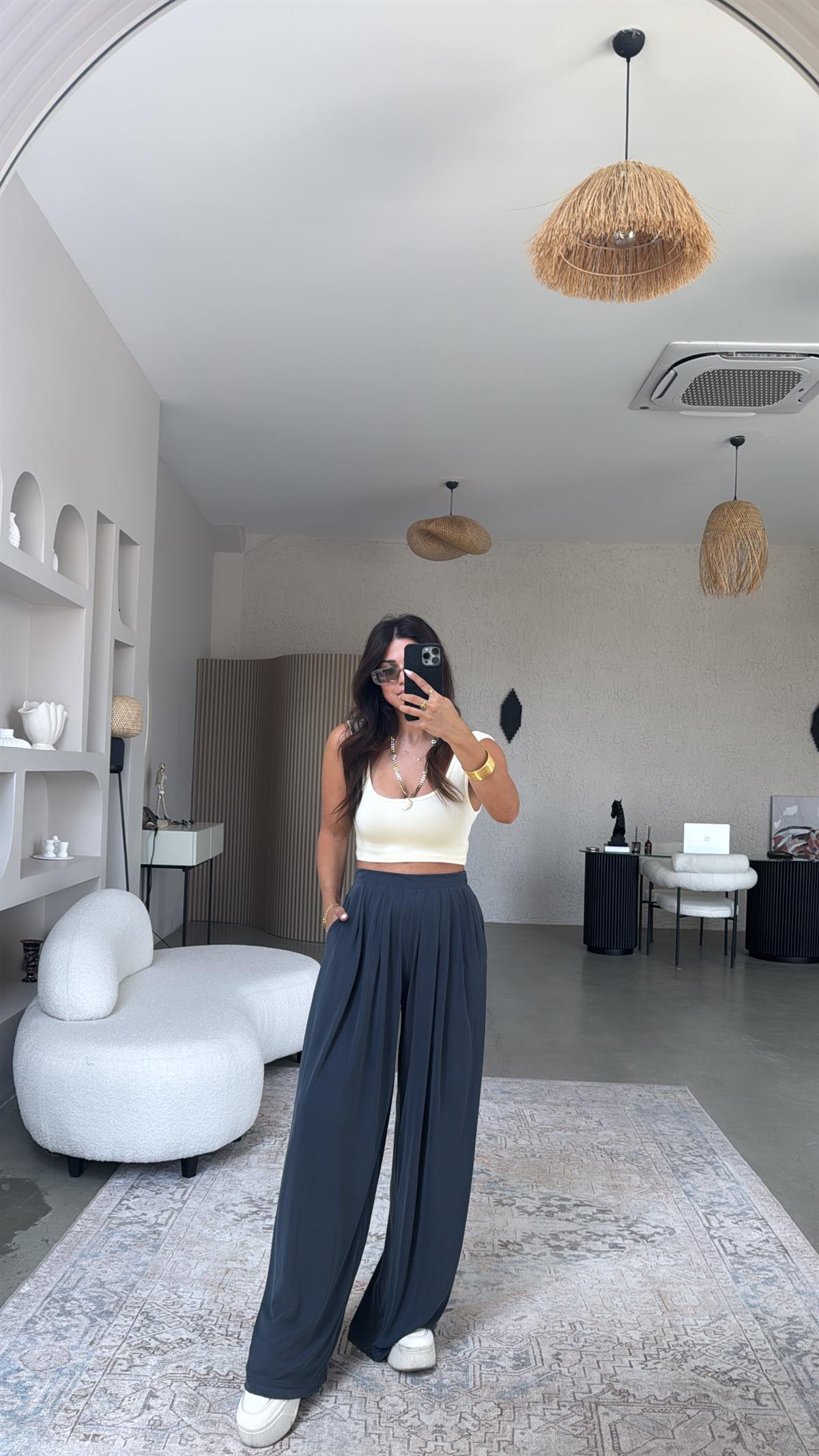 Antrasit Oys Pile Bol Paça Pantolon