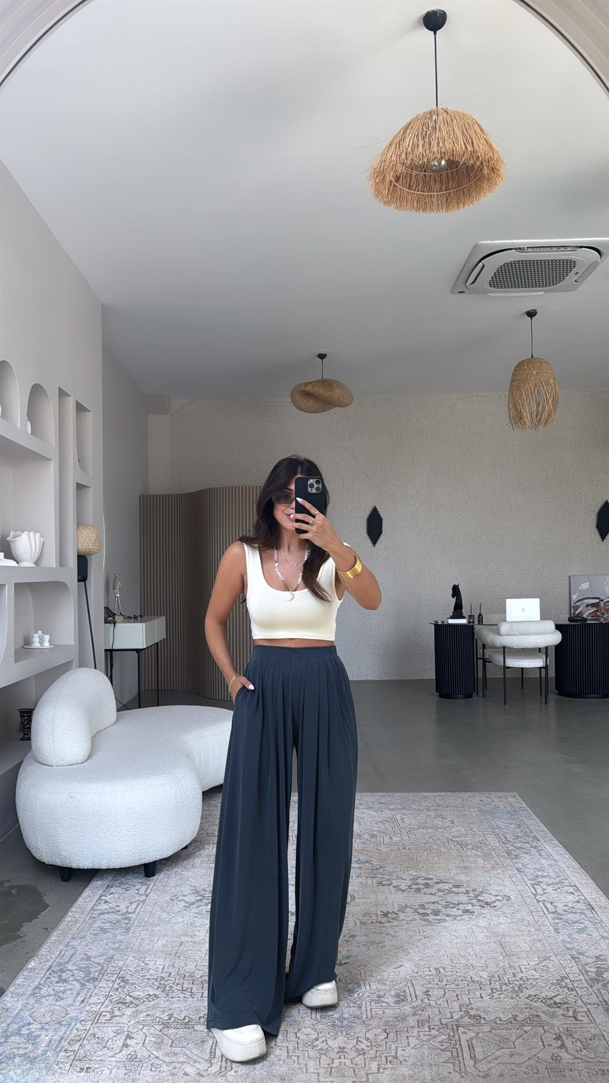 Antrasit Oys Pile Bol Paça Pantolon