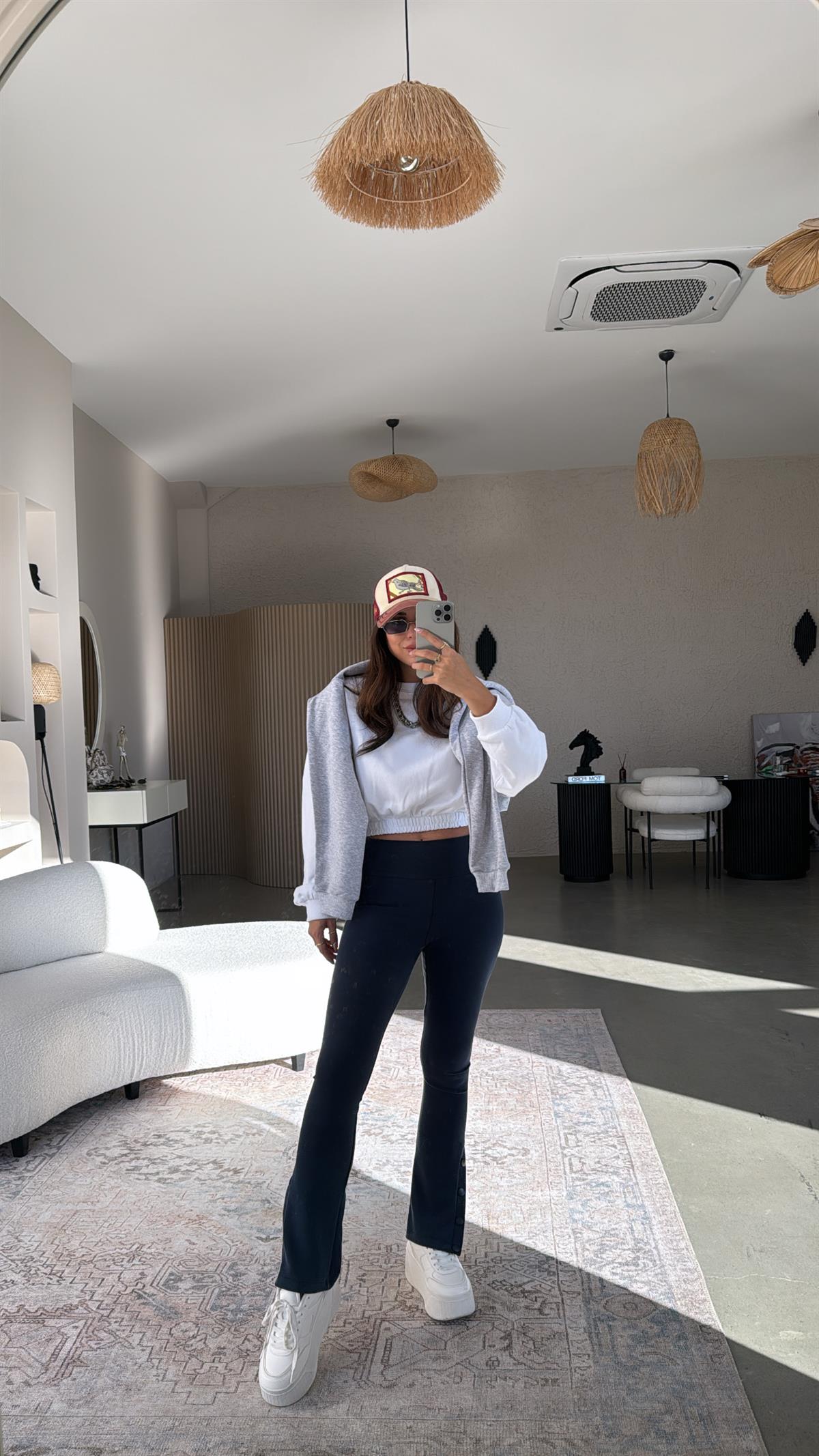 Lacivert Paça Çıtçıtlı Orijinal Tayt