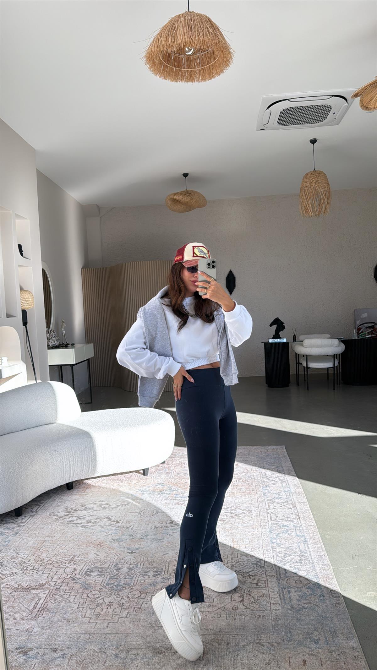 Lacivert Paça Çıtçıtlı Orijinal Tayt