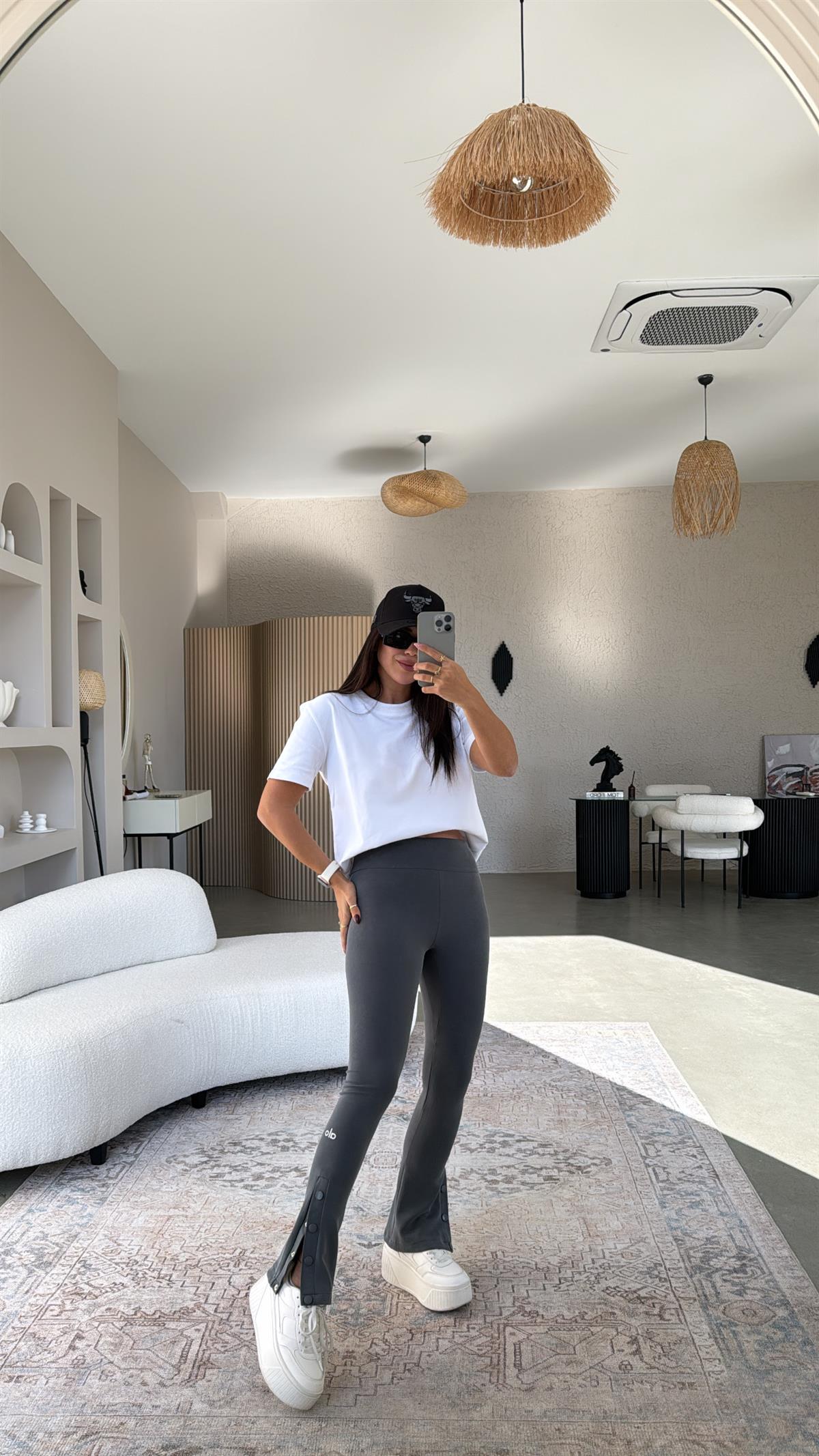 Antrasit Paça Çıtçıtlı Orijinal Tayt