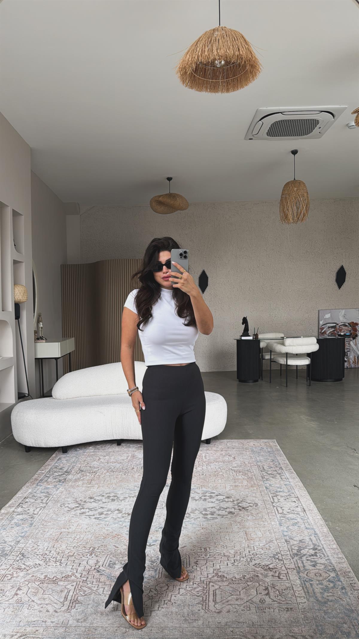 Antrasit Paçası Yırtmaçlı Ottoman Tayt