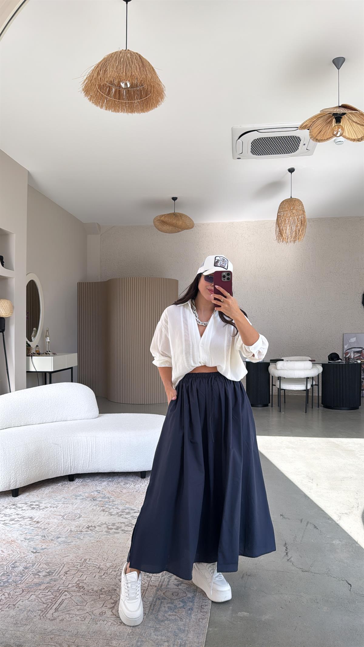 Antrasit Poplin Maxi Etek