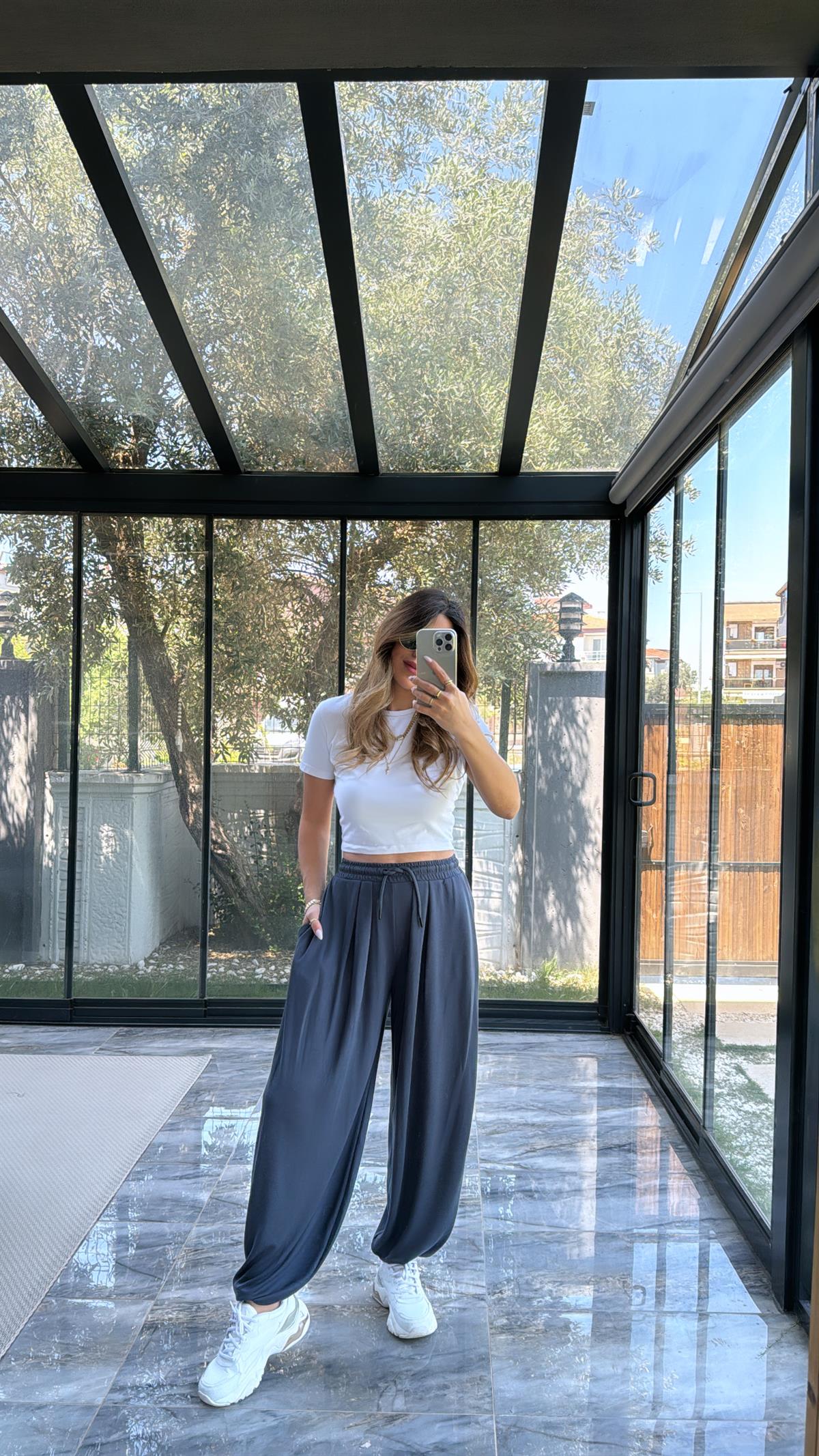 Antrasit Şalvar Modal Pantolon