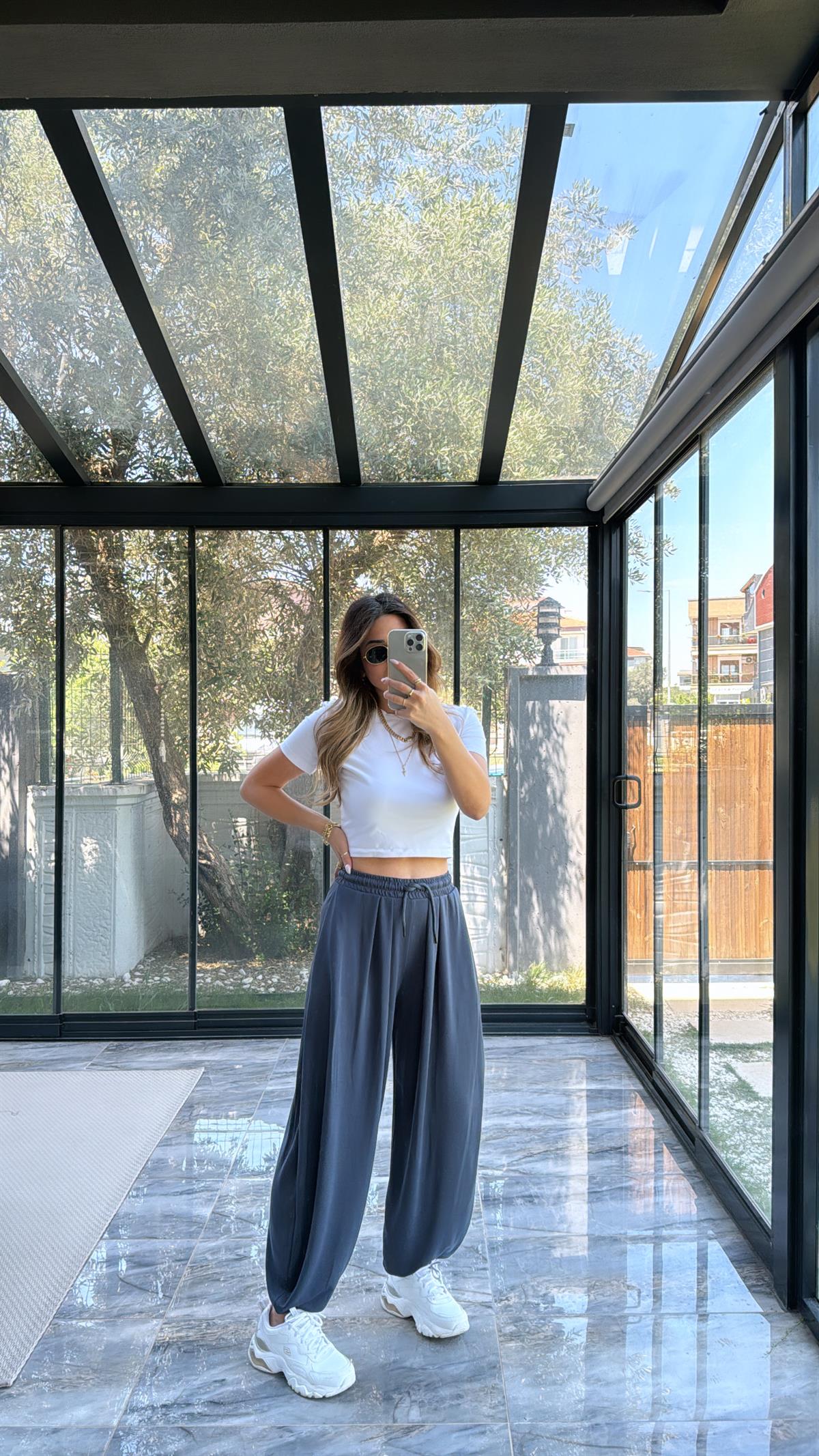 Antrasit Şalvar Modal Pantolon