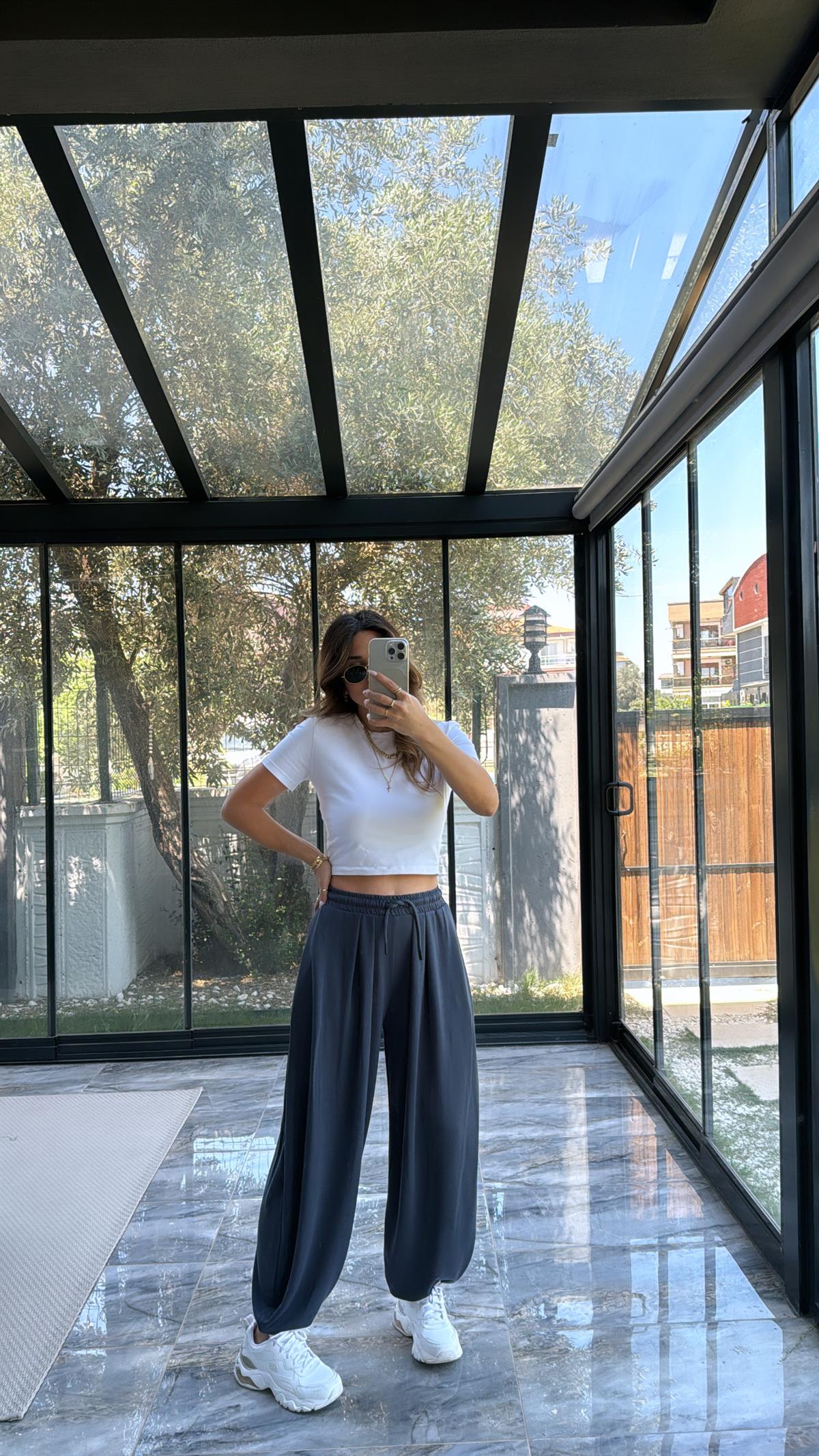 Antrasit Şalvar Modal Pantolon