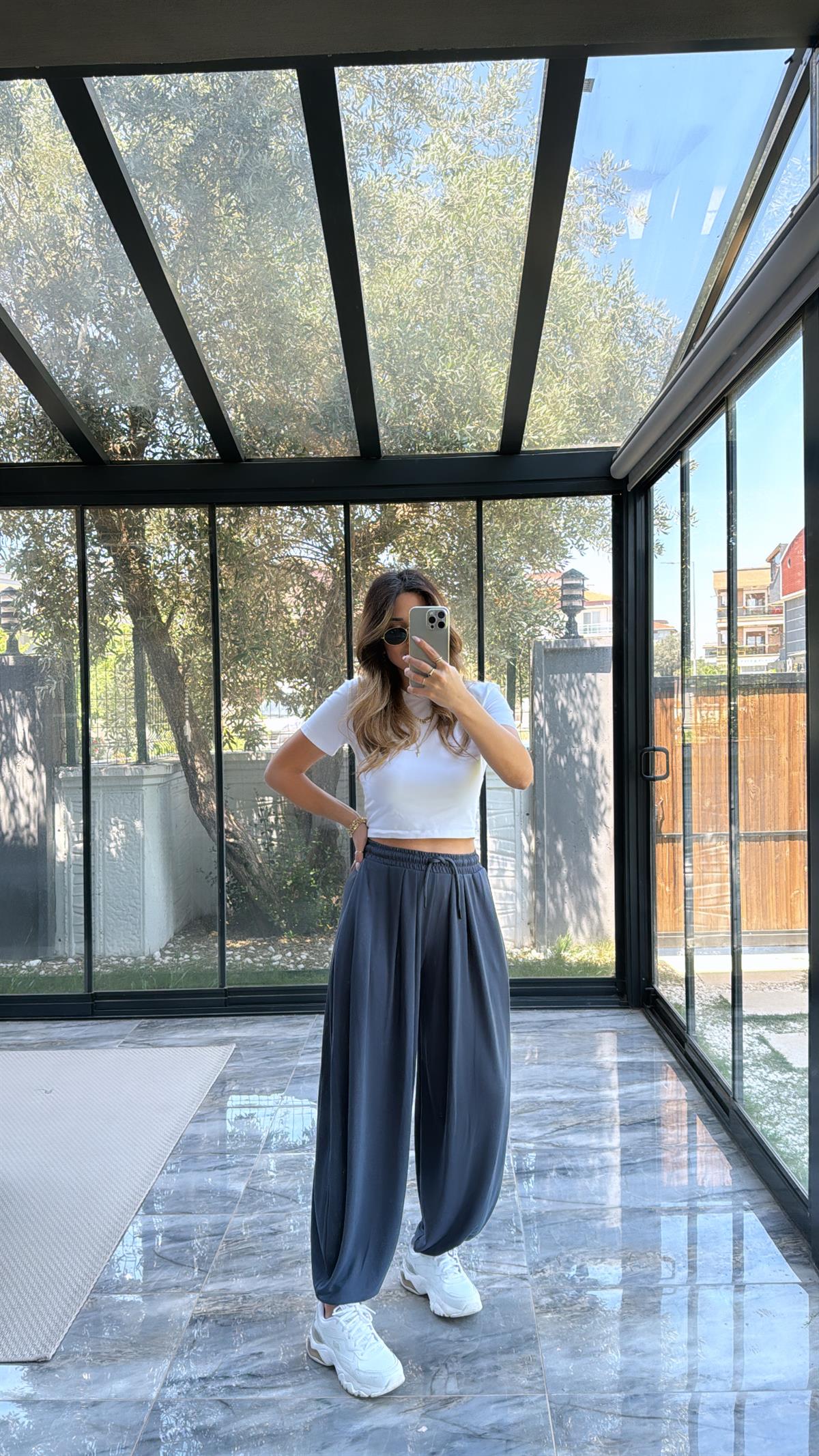 Antrasit Şalvar Modal Pantolon