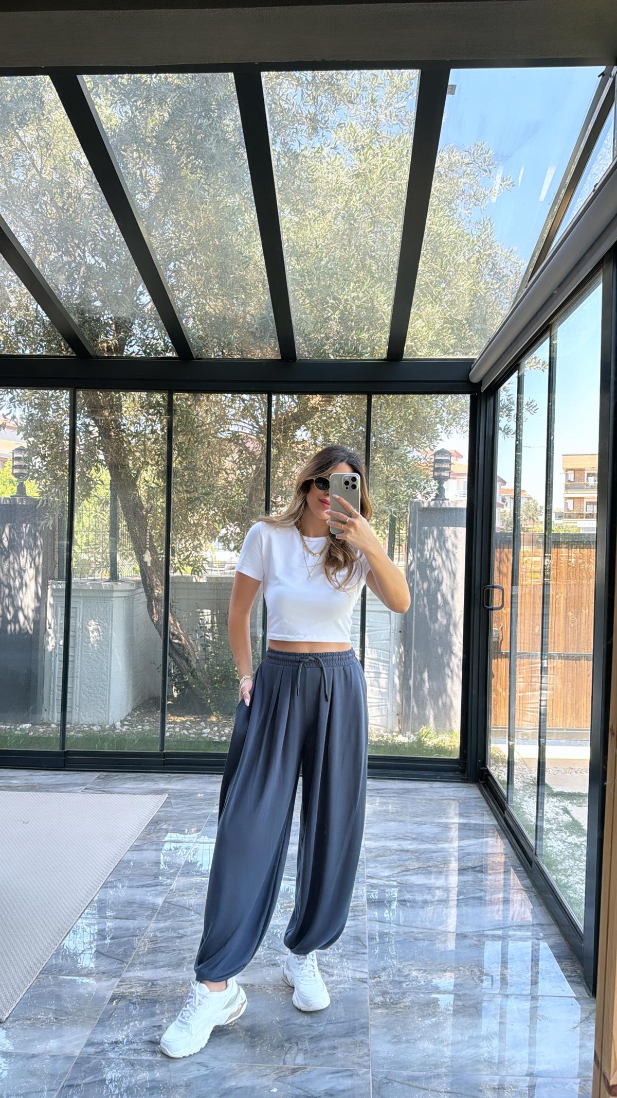 Antrasit Şalvar Modal Pantolon