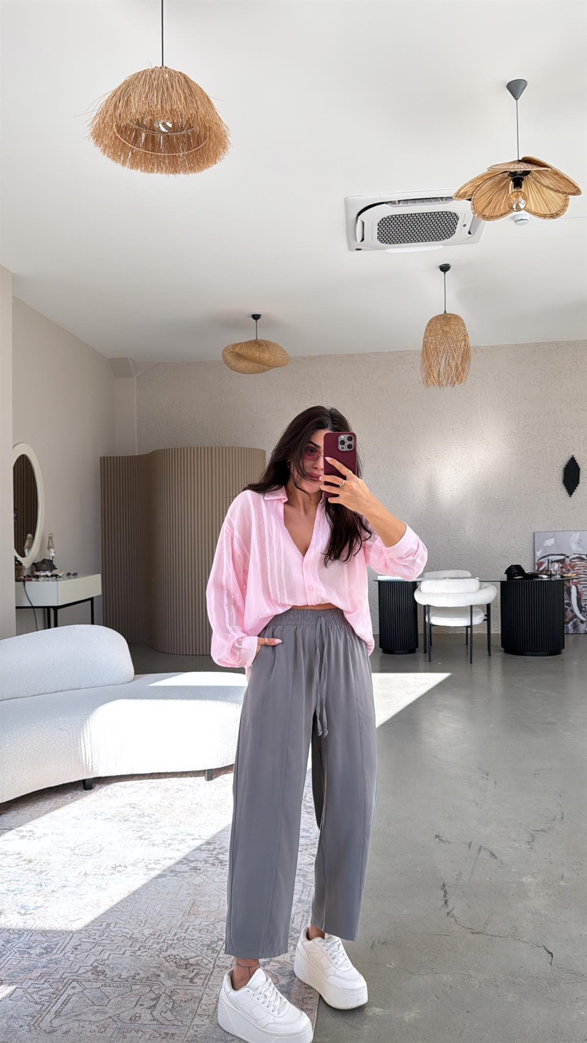 Antrasit Tensel Çımalı Pantolon