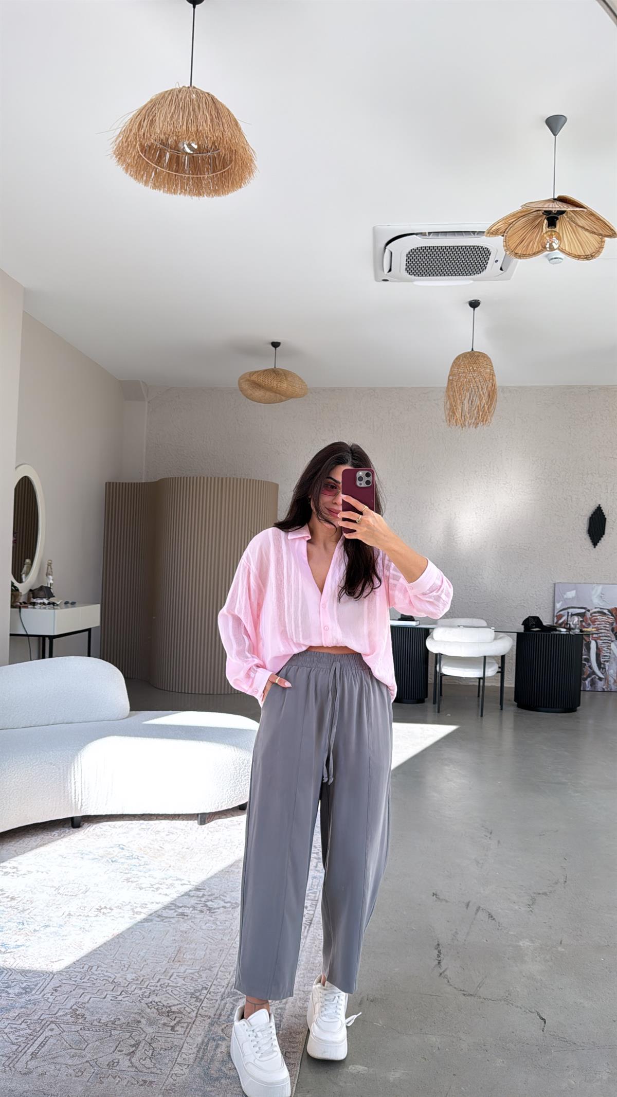 Antrasit Tensel Çımalı Pantolon