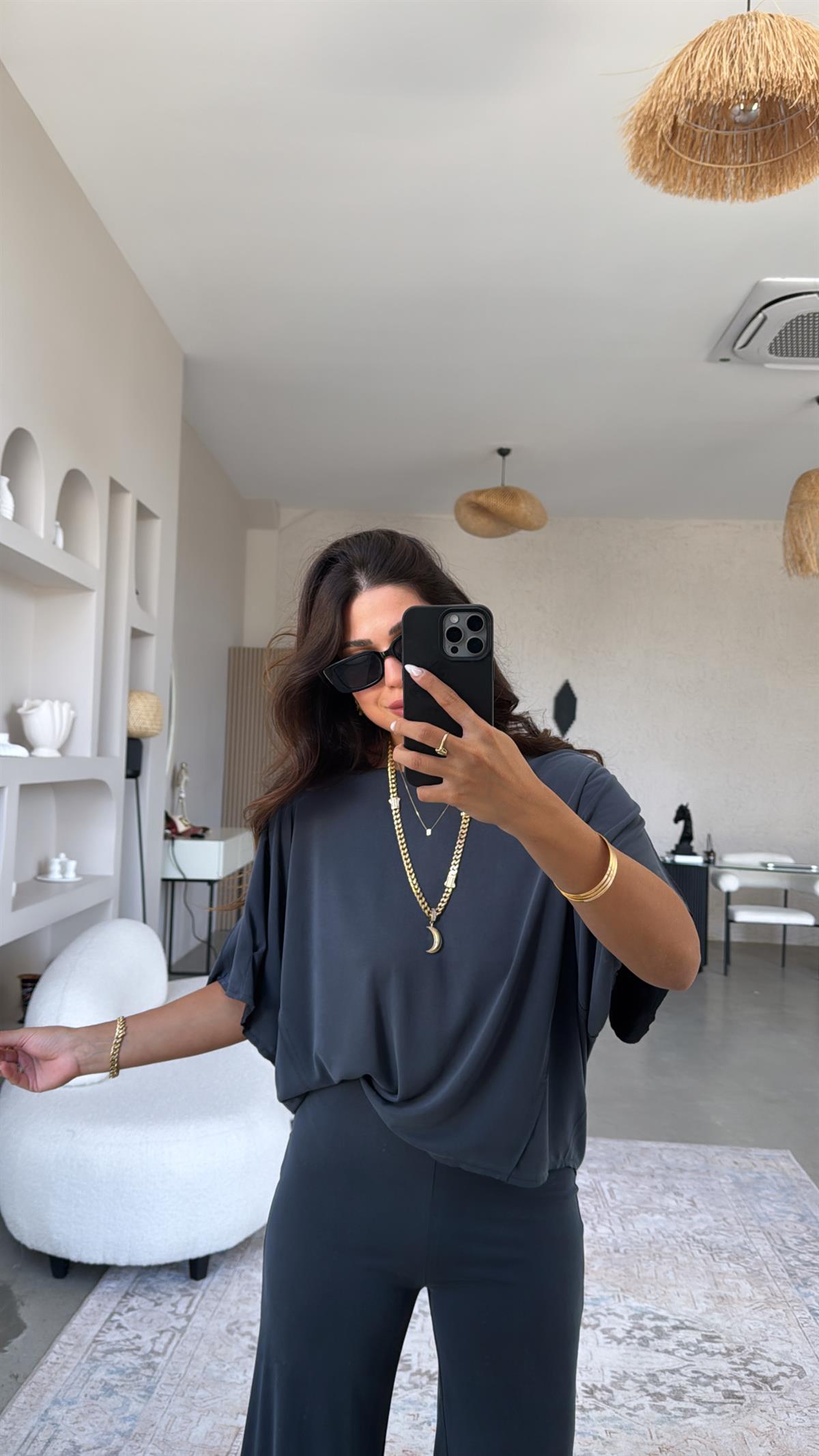 Antrasit Ters Dikişli Oys Takım