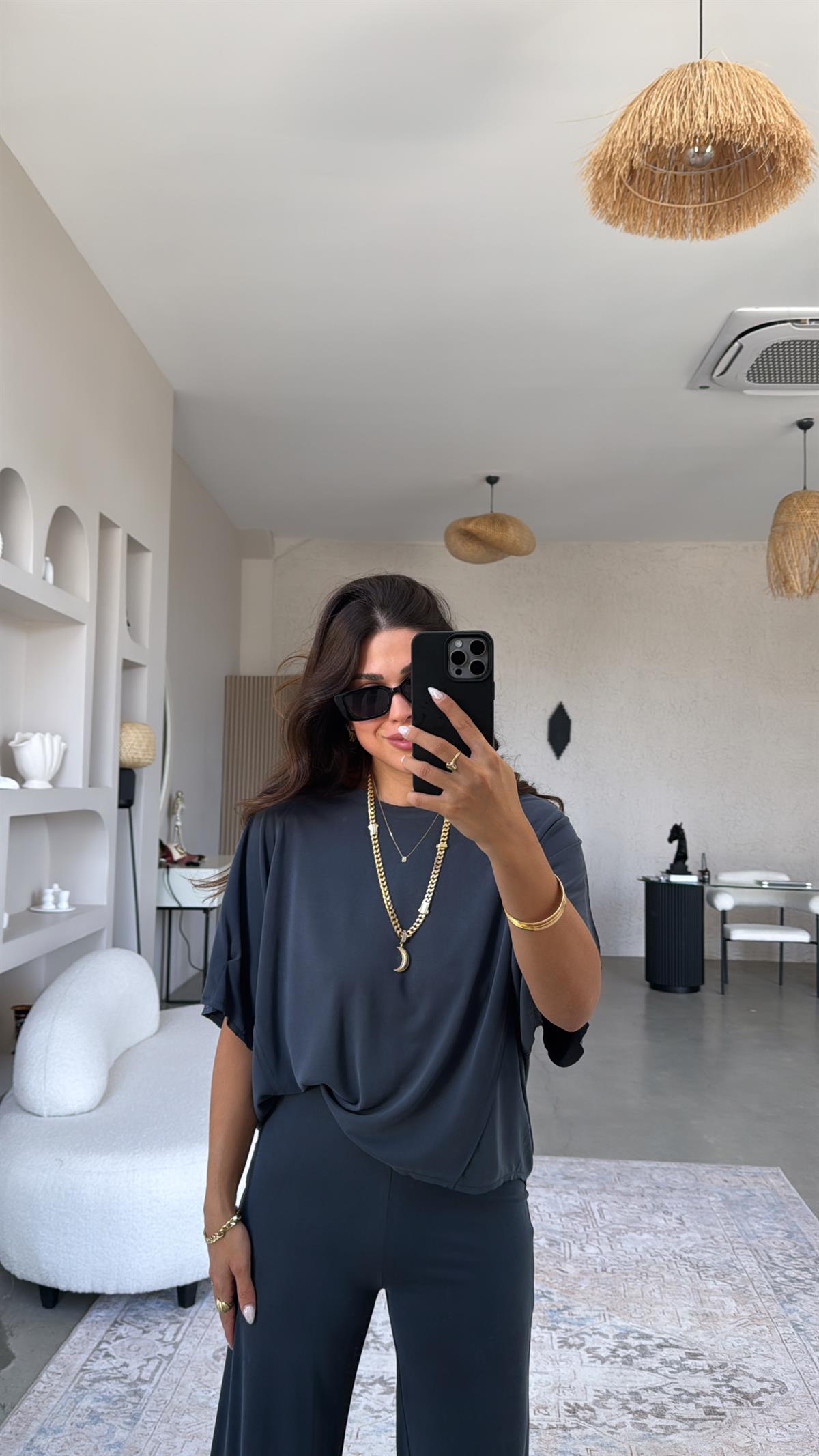 Antrasit Ters Dikişli Oys Takım