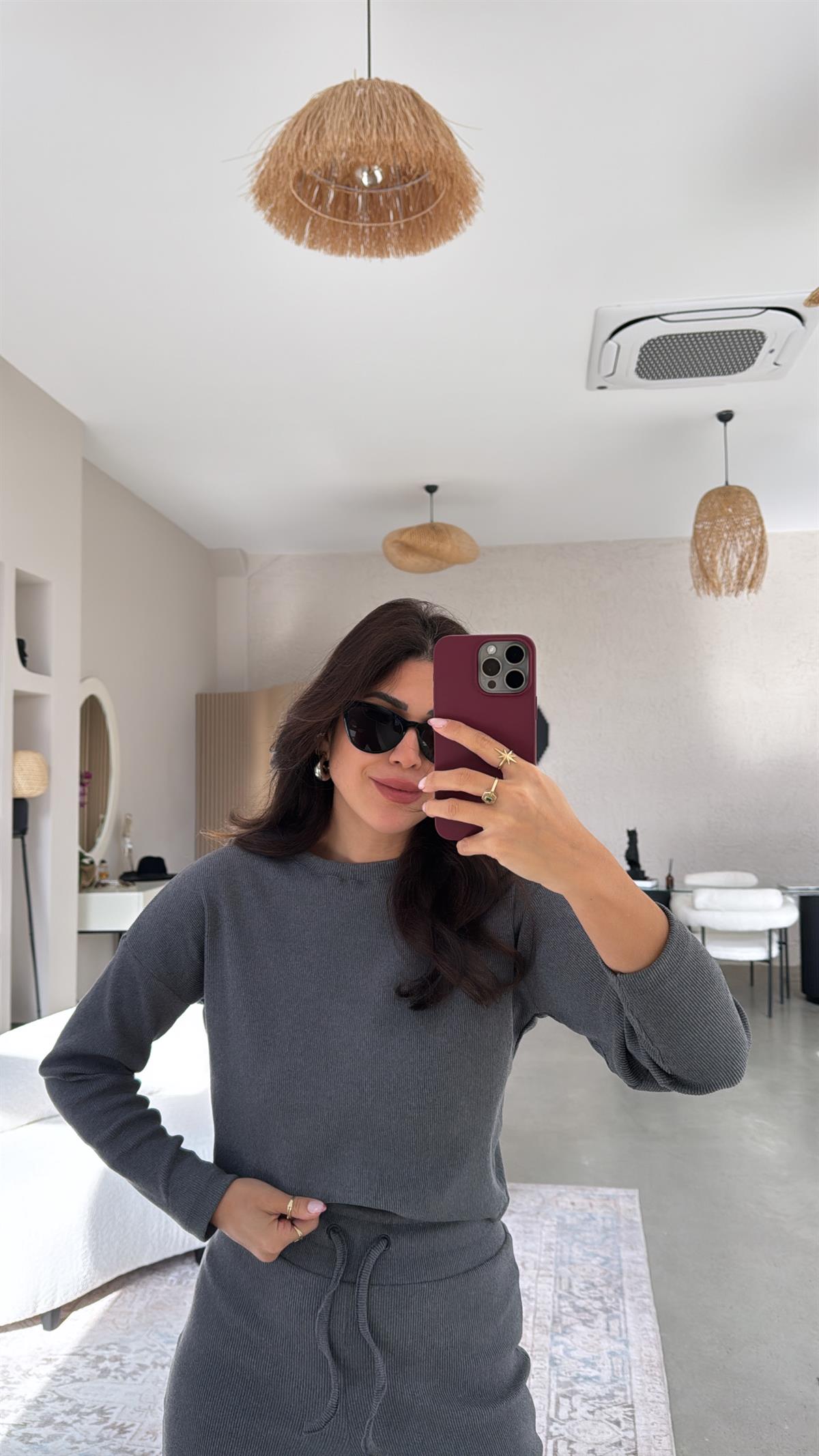 Antrasit Uzun Kollu Fitilli Takım