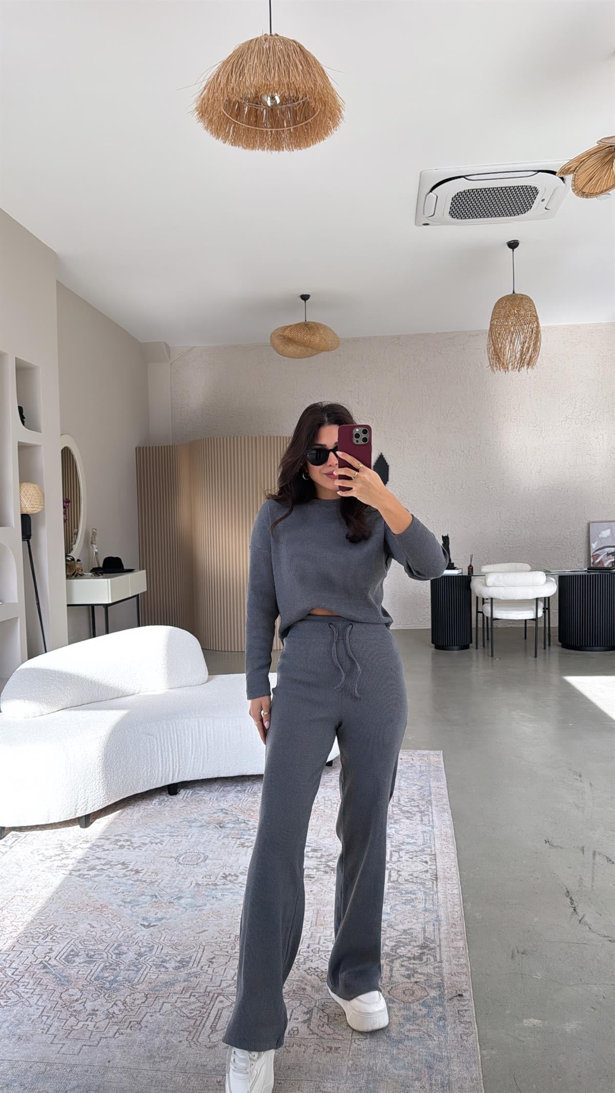 Antrasit Uzun Kollu Fitilli Takım