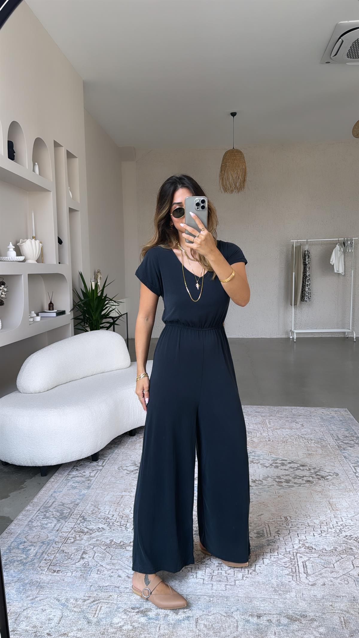 Antrasit V Yaka Beli Lastikli Tulum