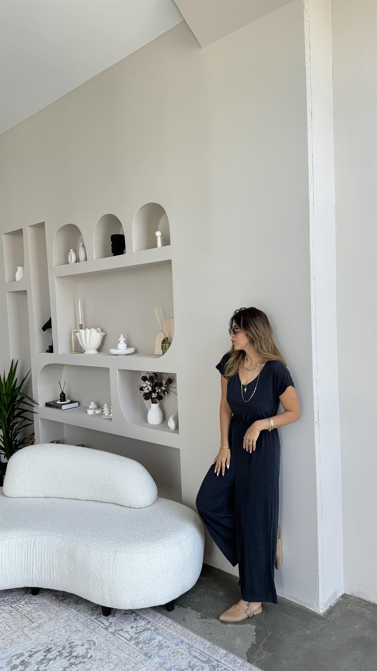 Antrasit V Yaka Beli Lastikli Tulum