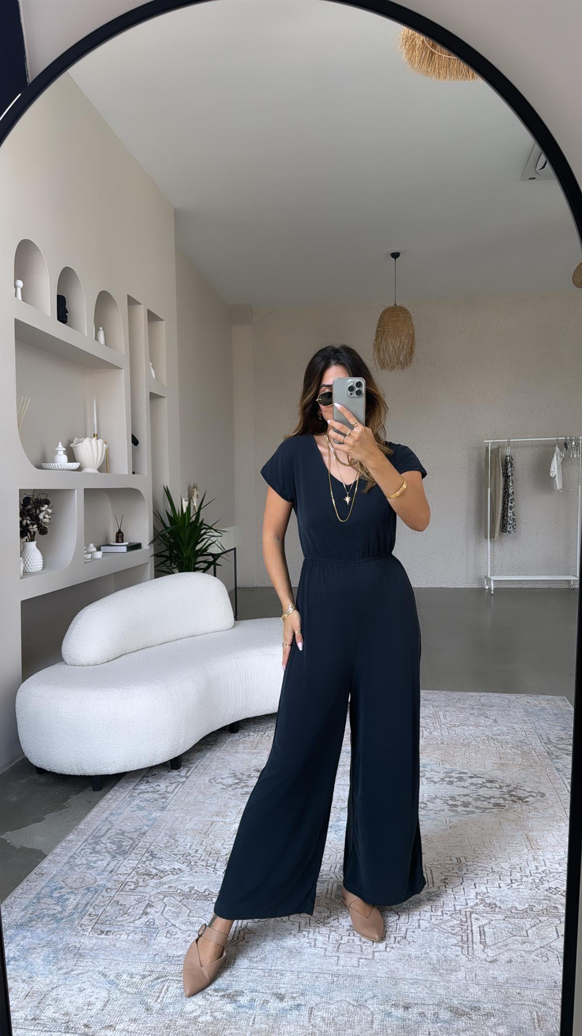 Antrasit V Yaka Beli Lastikli Tulum