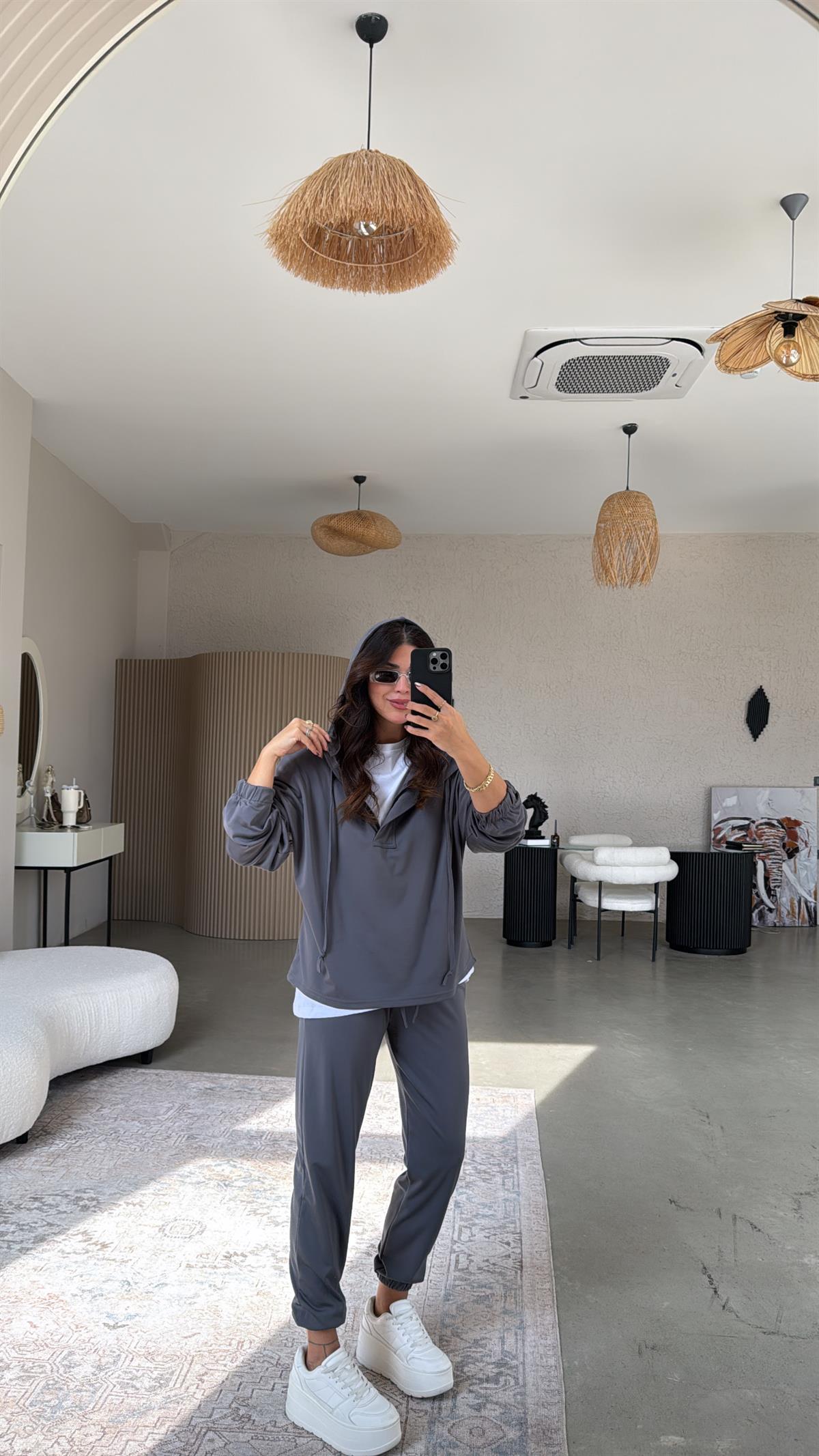 Antrasit Yarım Fermuarlı Scuba Takım