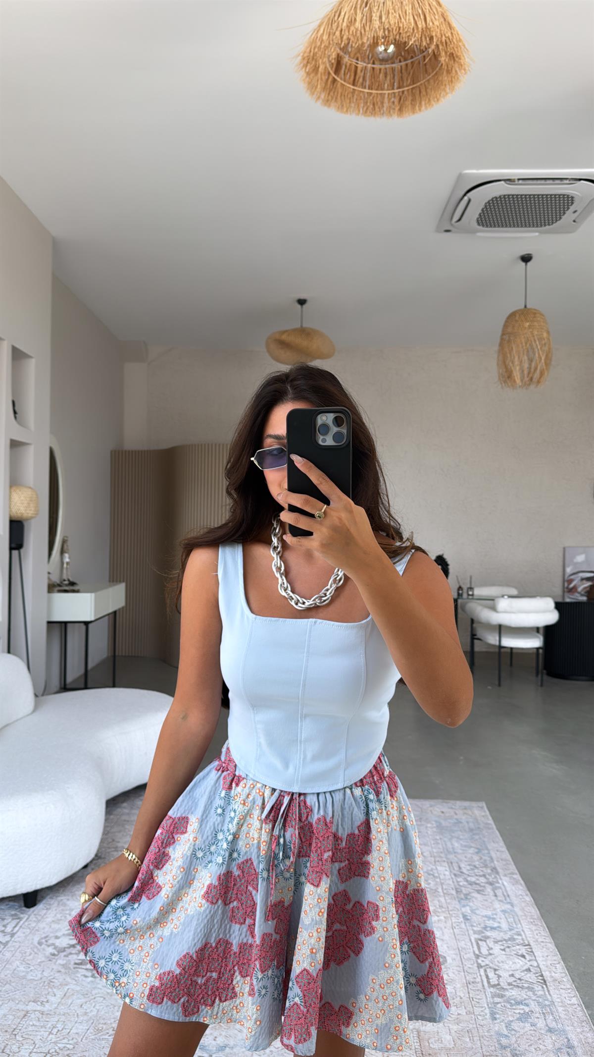 Bebe Mavi Desenli Kiloş Şort