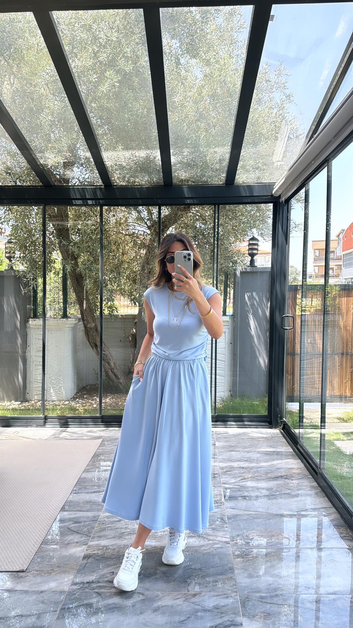 Bebe Mavi Etekli Takım