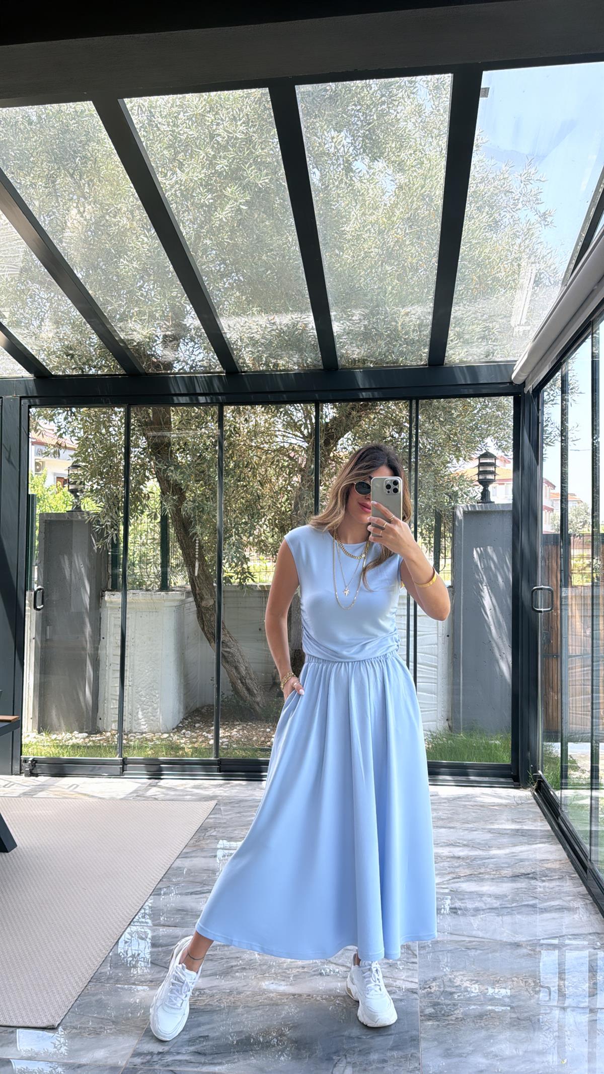 Bebe Mavi Etekli Takım