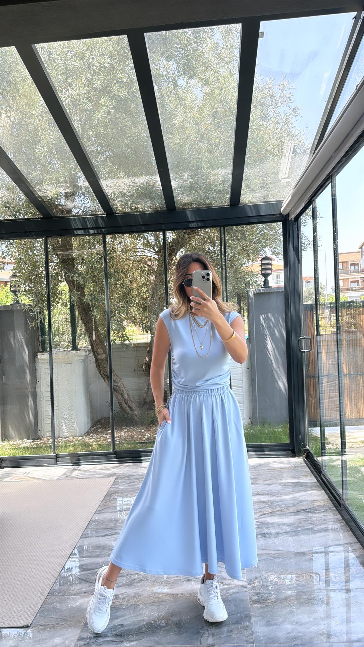 Bebe Mavi Etekli Takım