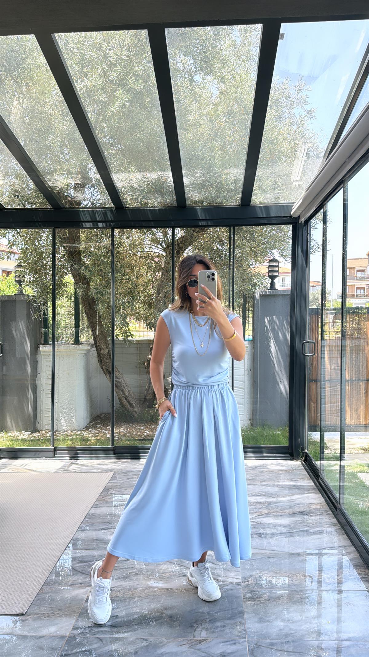 Bebe Mavi Etekli Takım