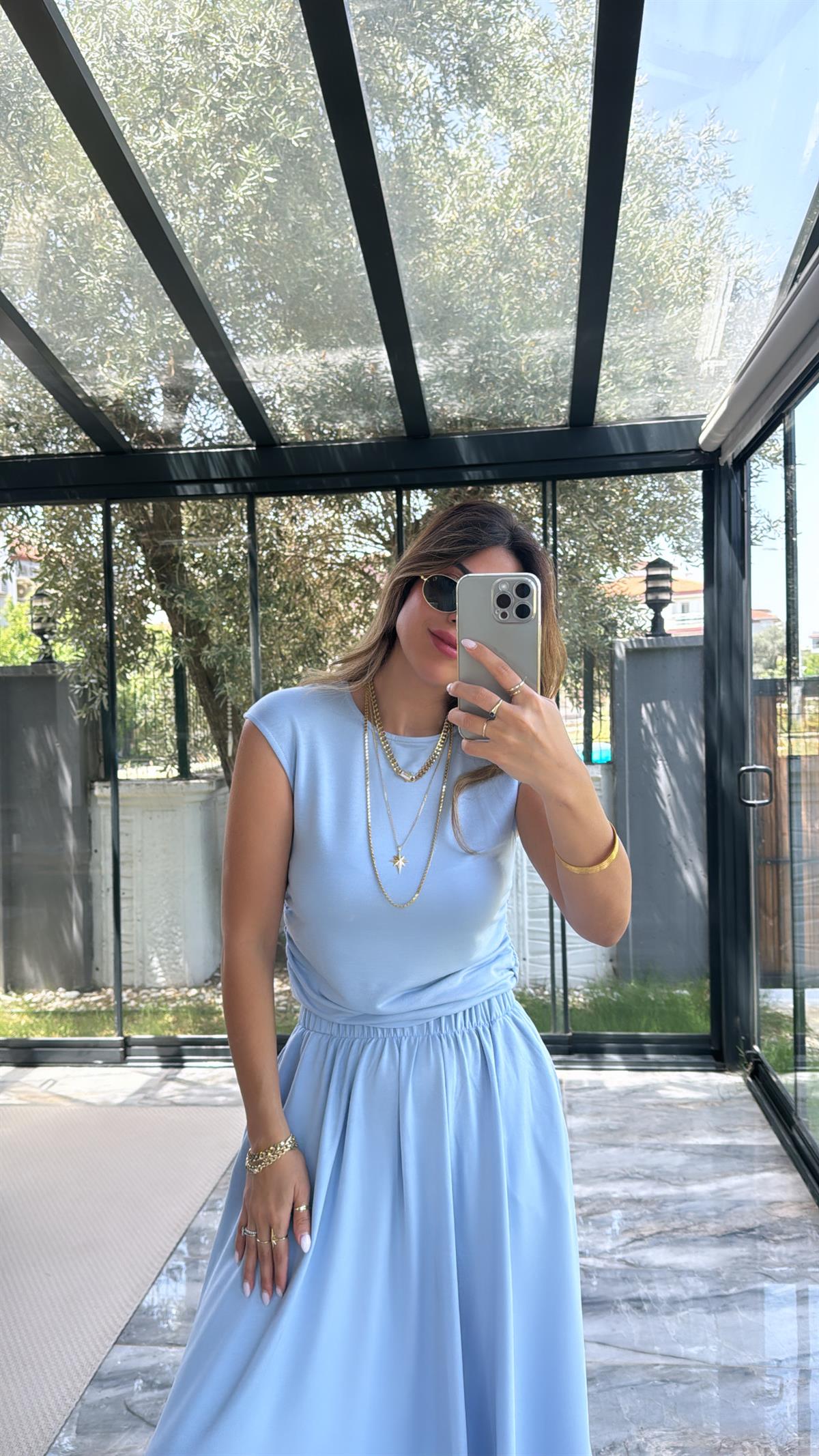 Bebe Mavi Etekli Takım