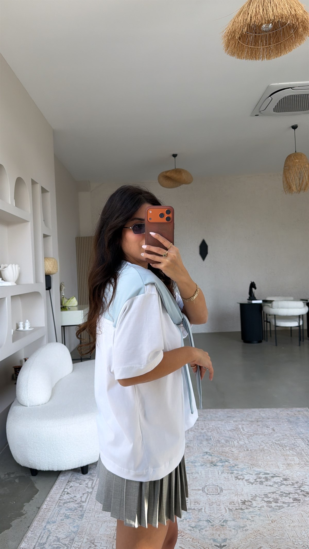 Bebe Mavi Fular Detaylı Pamuk Tshirt