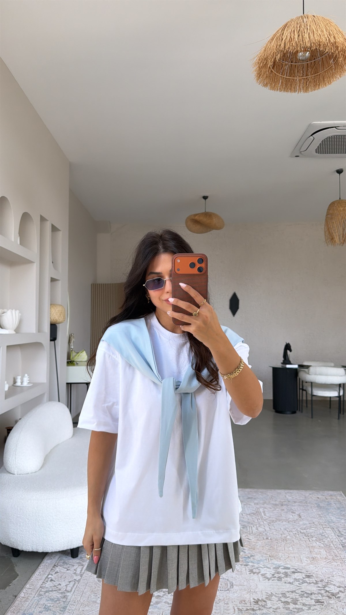 Bebe Mavi Fular Detaylı Pamuk Tshirt