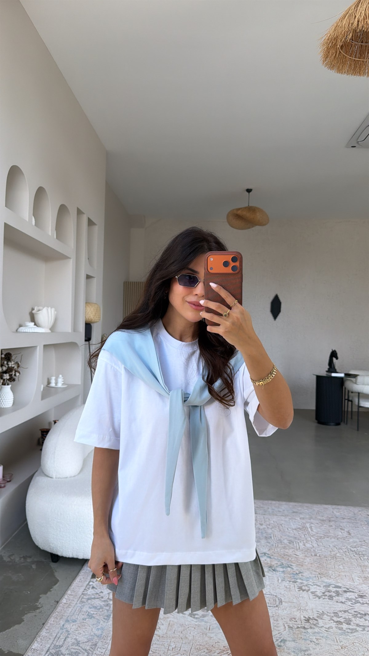 Bebe Mavi Fular Detaylı Pamuk Tshirt