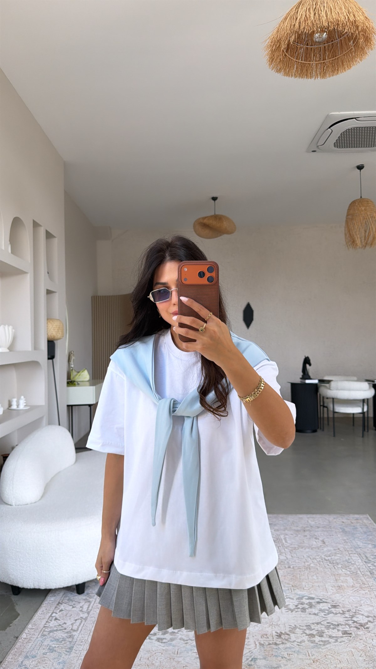 Bebe Mavi Fular Detaylı Pamuk Tshirt