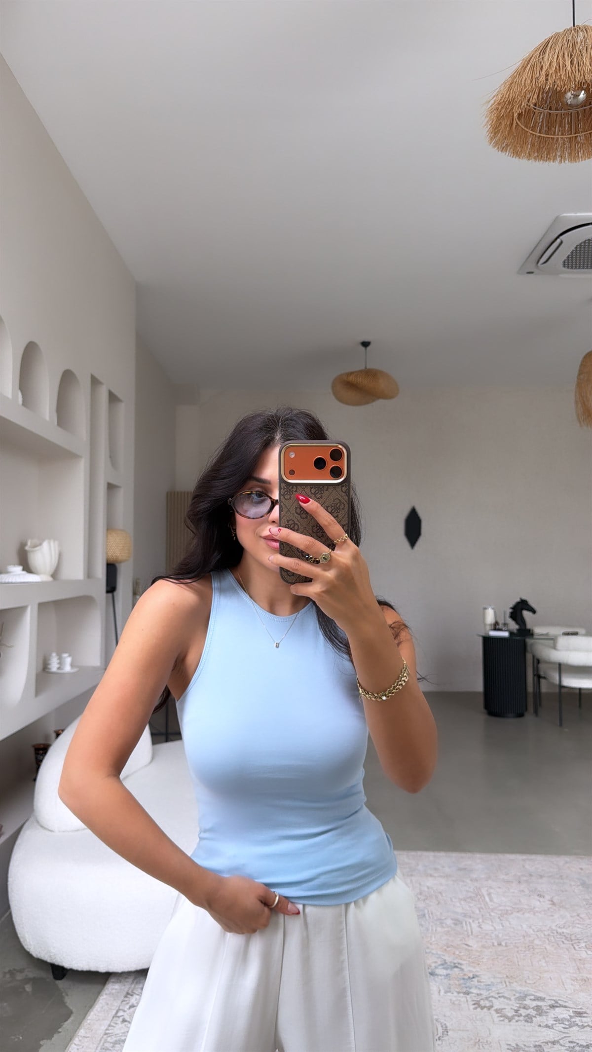 Bebe Mavi Halter Yaka Pamuk Atlet