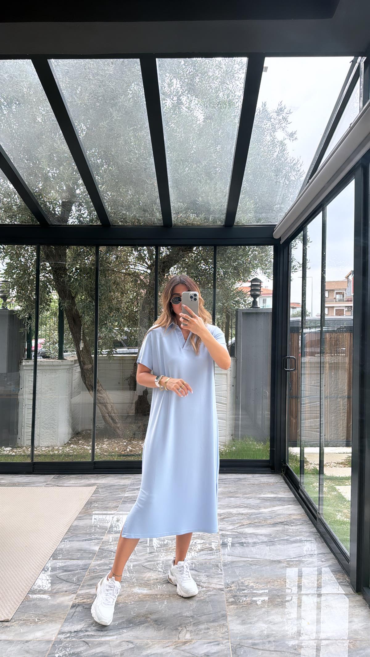 Bebe Mavi Polo Yakalı Elbise