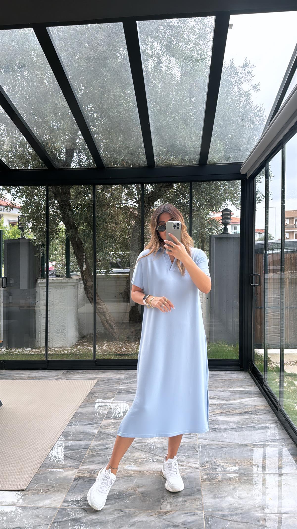 Bebe Mavi Polo Yakalı Elbise