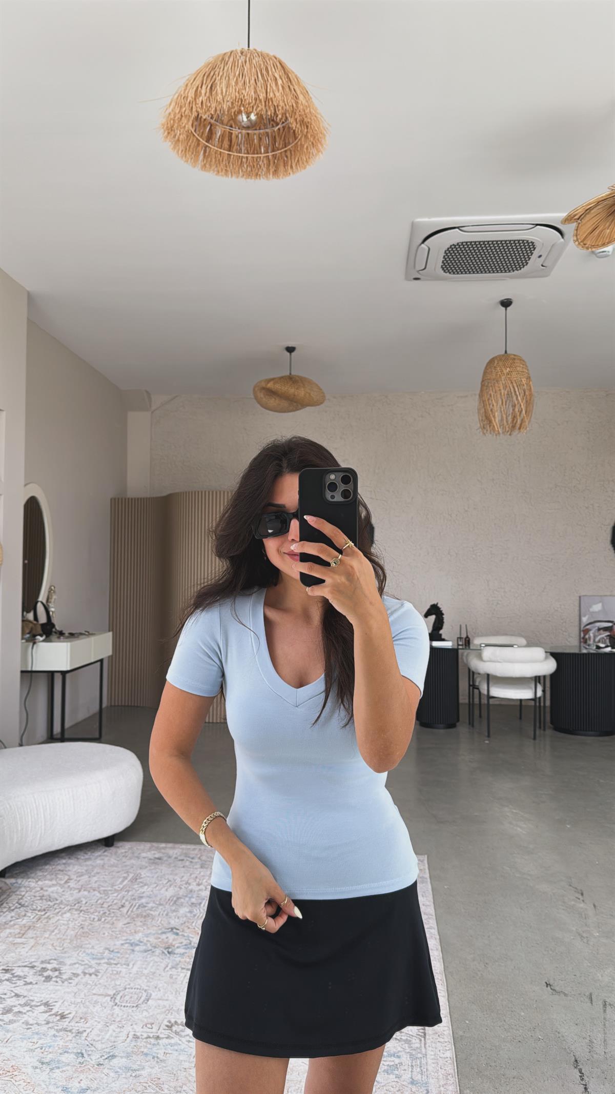 Bebe Mavi V Yaka Oys Basic