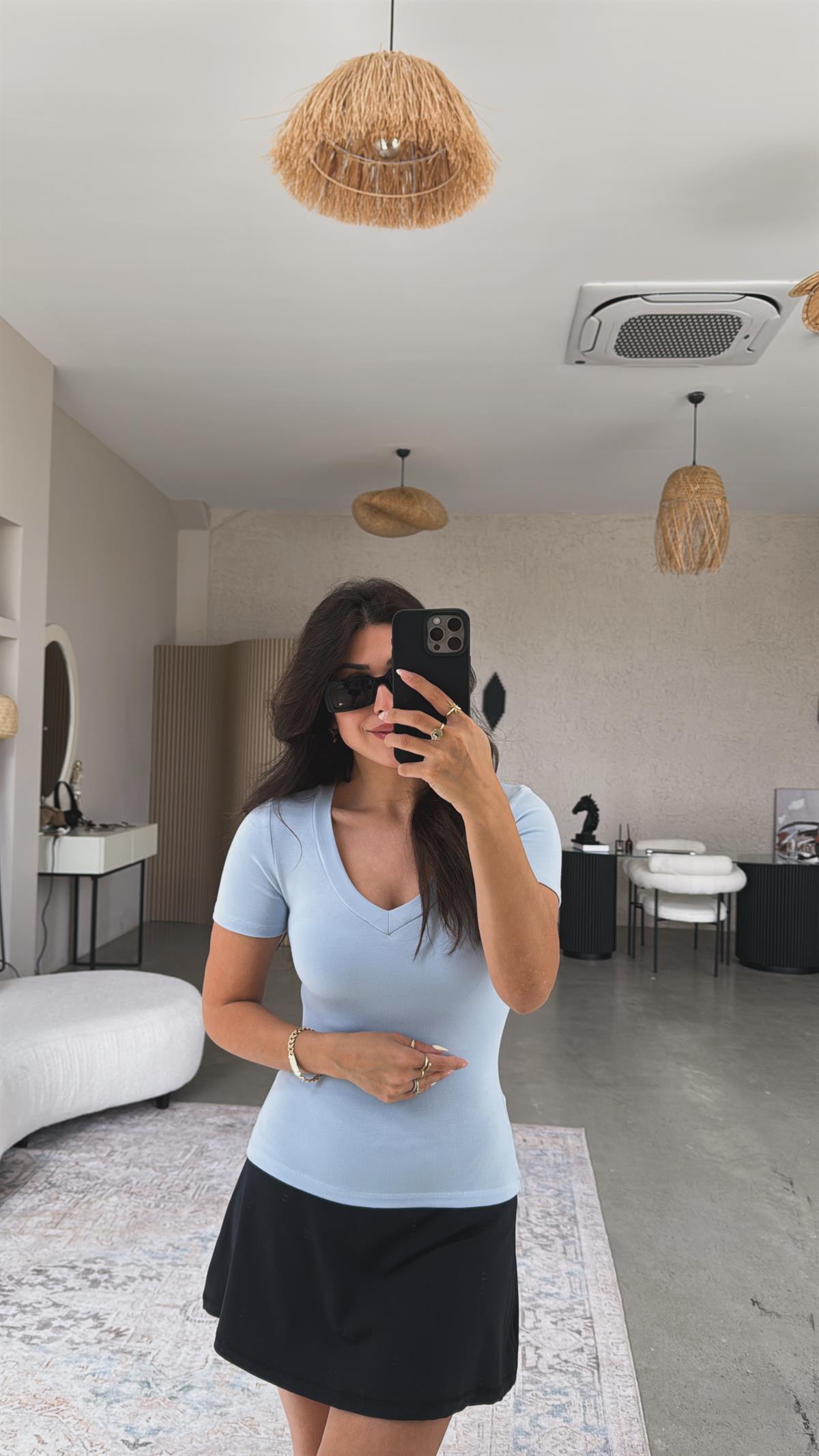 Bebe Mavi V Yaka Oys Basic