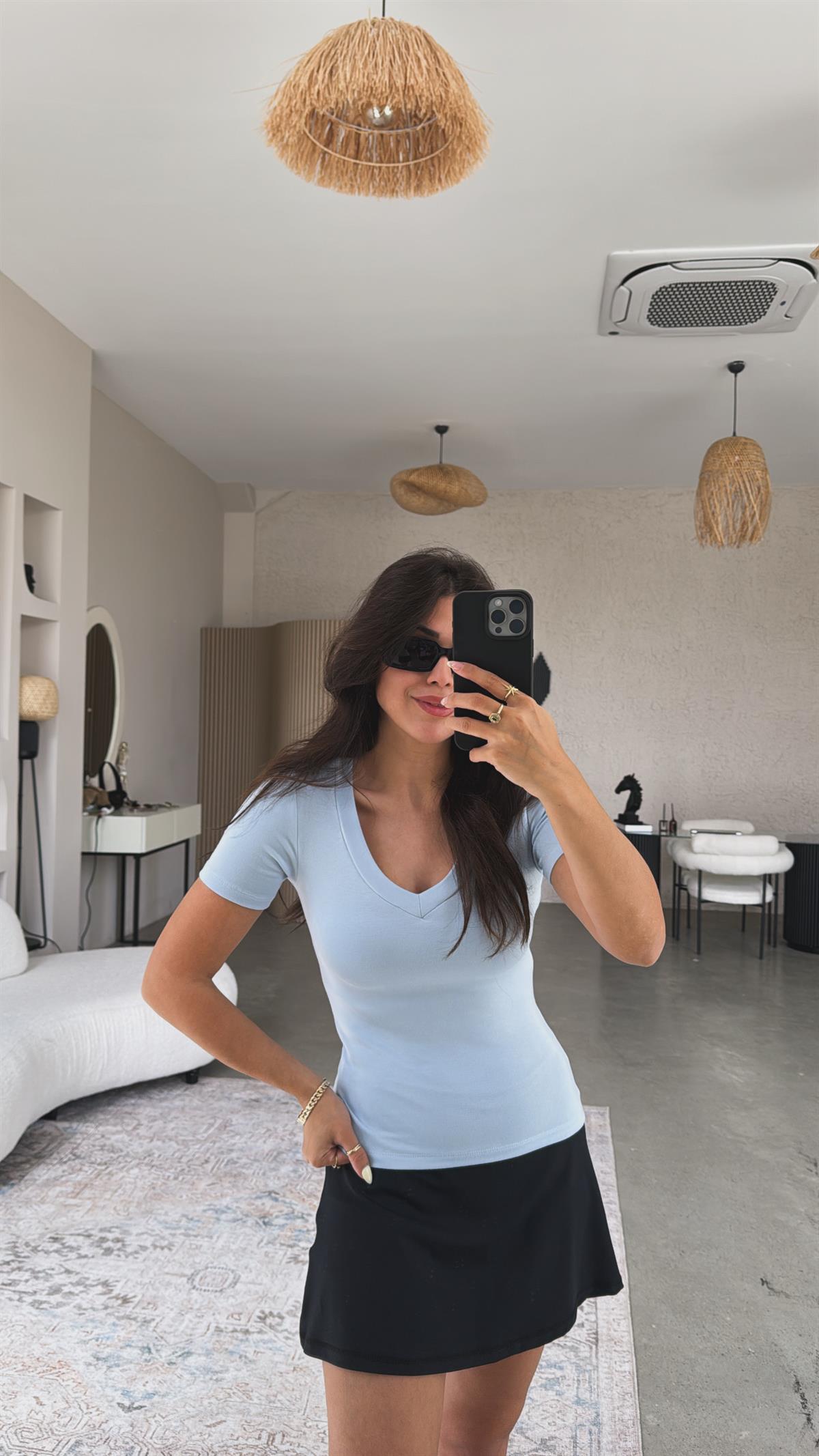 Bebe Mavi V Yaka Oys Basic