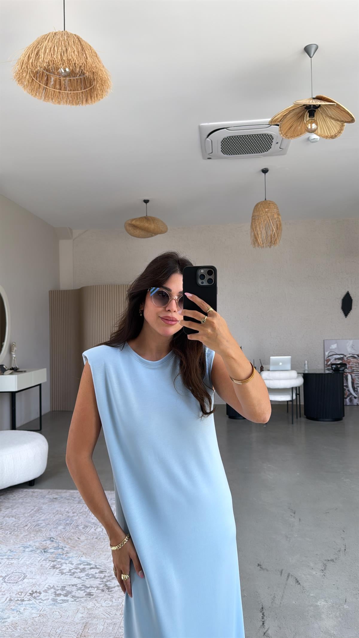 Bebe Mavi Vatkalı Modal Elbise