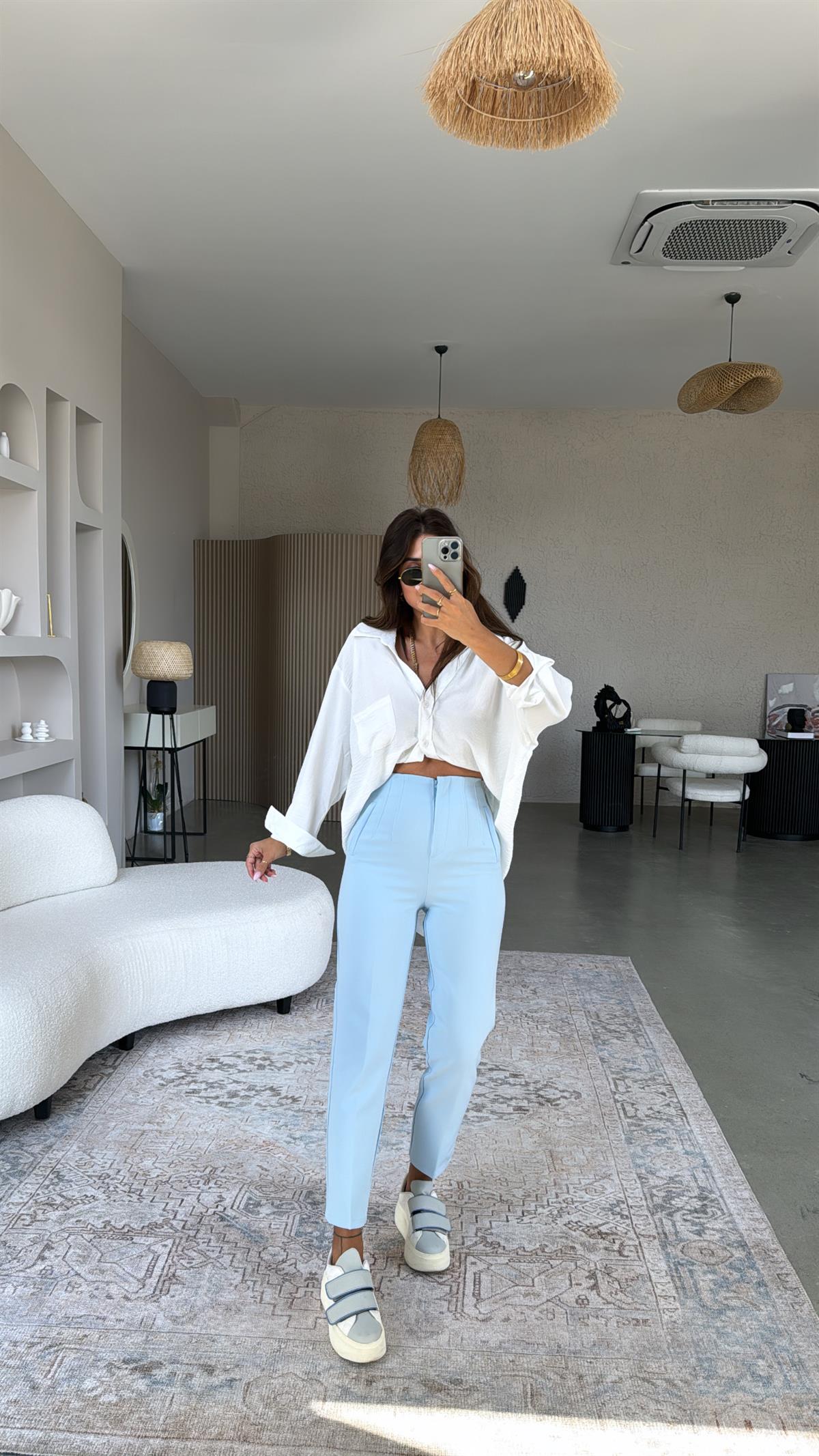 Bebe Mavi ZR Flotlu Kumaş Pantolon