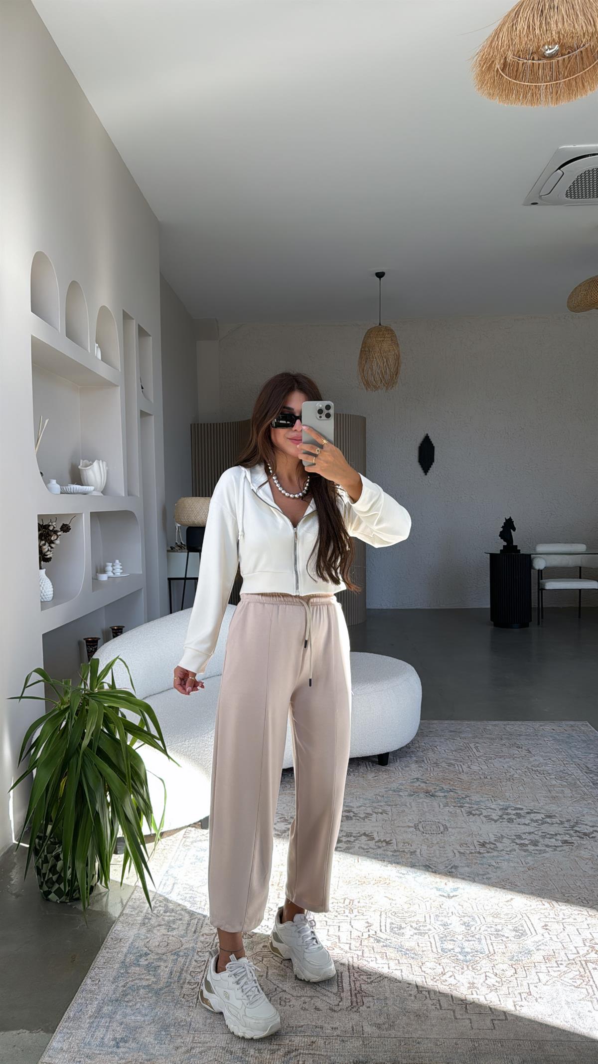 Bej Çımalı Modal Eşofman