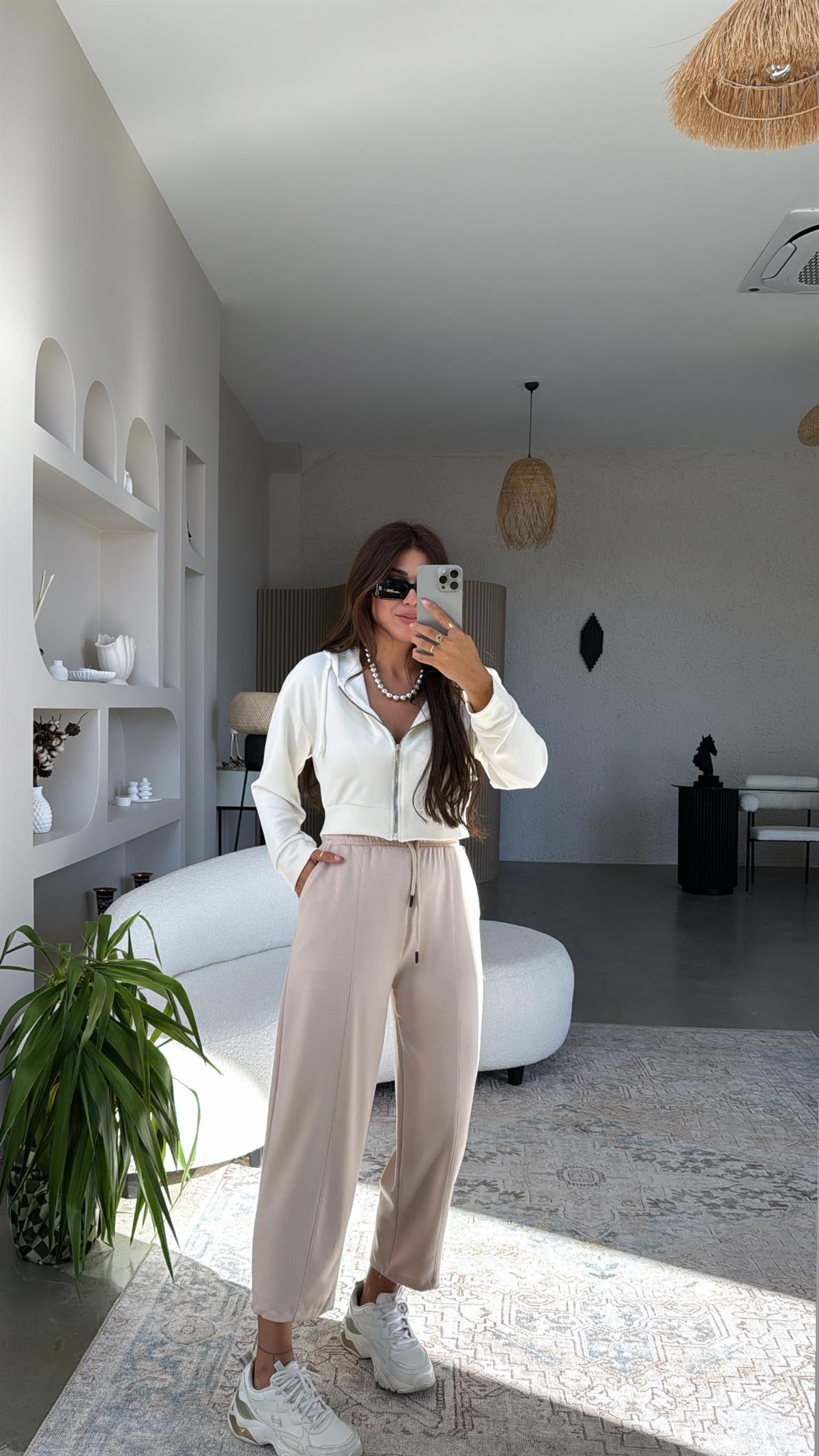 Bej Çımalı Modal Eşofman