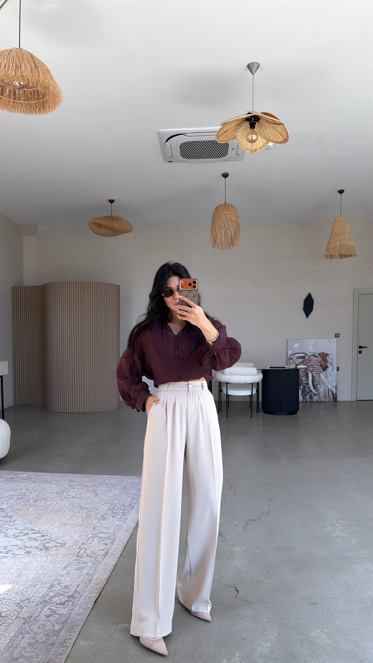 Bej Gold Düğmeli Premium Pantolon