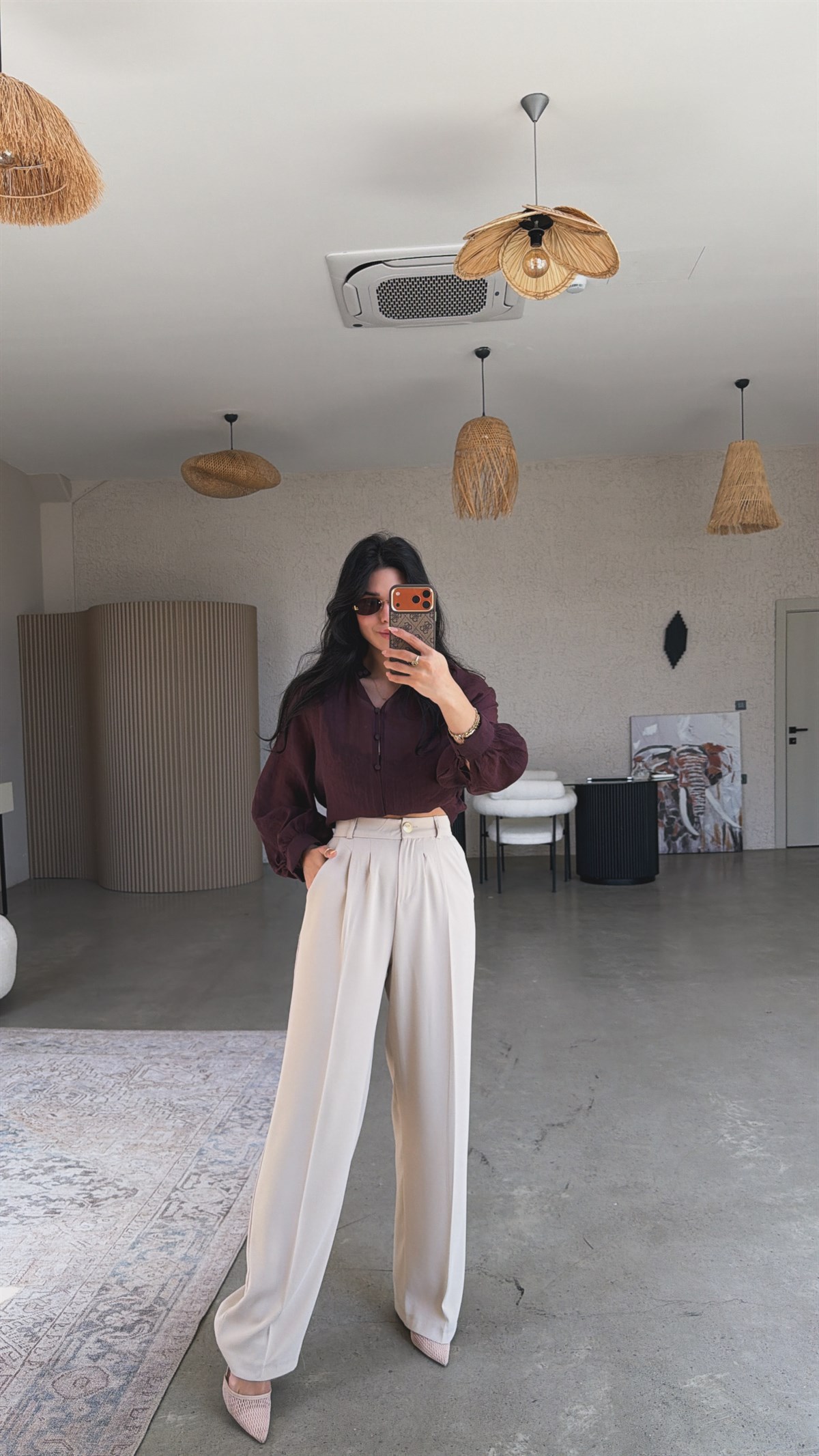 Bej Gold Düğmeli Premium Pantolon