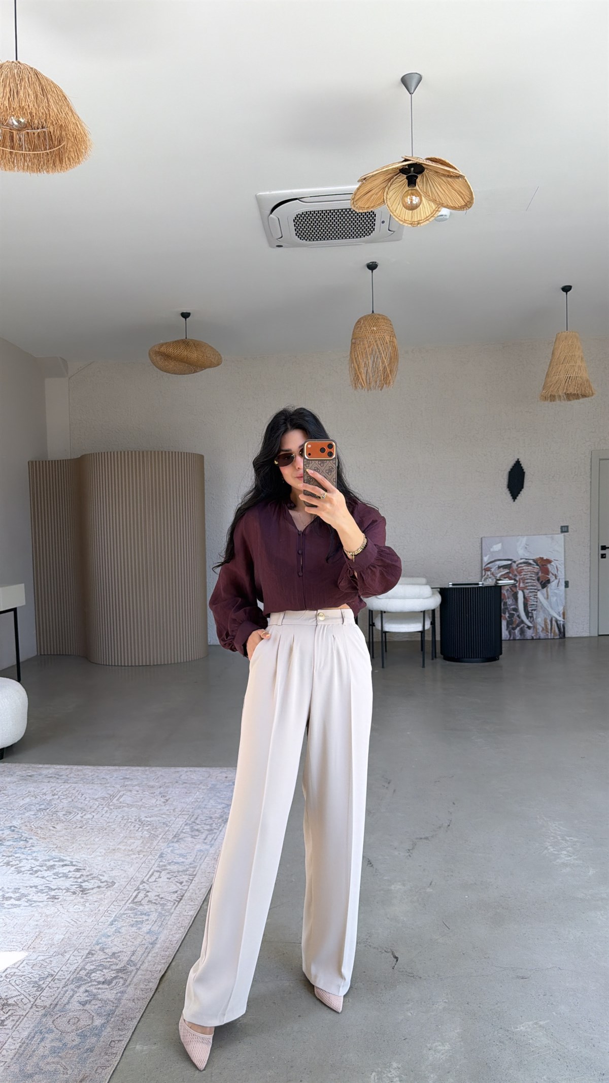 Bej Gold Düğmeli Premium Pantolon